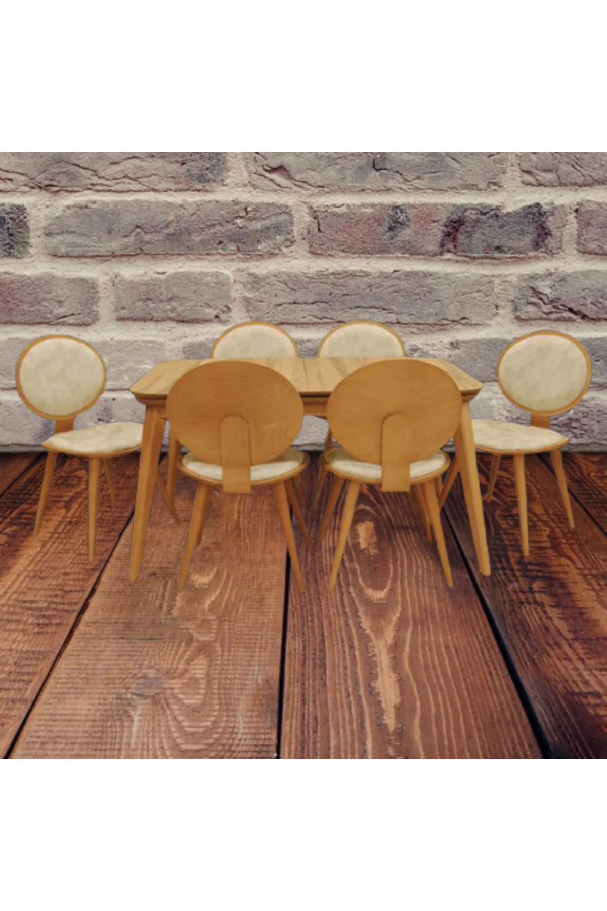 Masa Sandalye 13569 RETRO Papel Tk model Kayın kaplama sandalye Açık Parlak ceviz - Görsel 3