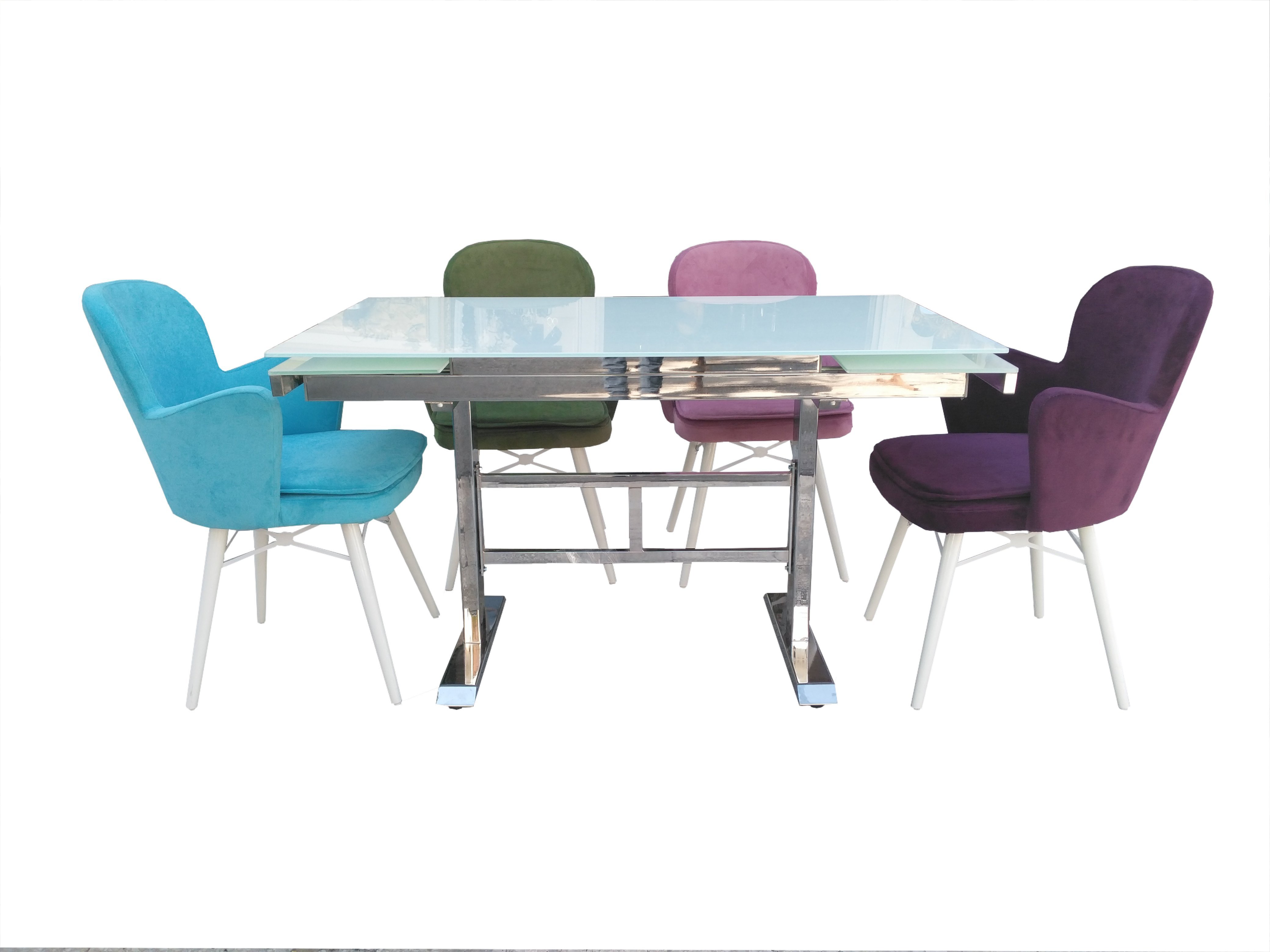 Masa-Sandalye 13696 Kelebek Kayın Retro MANUEL Tk Yan Açıl Cam Ay