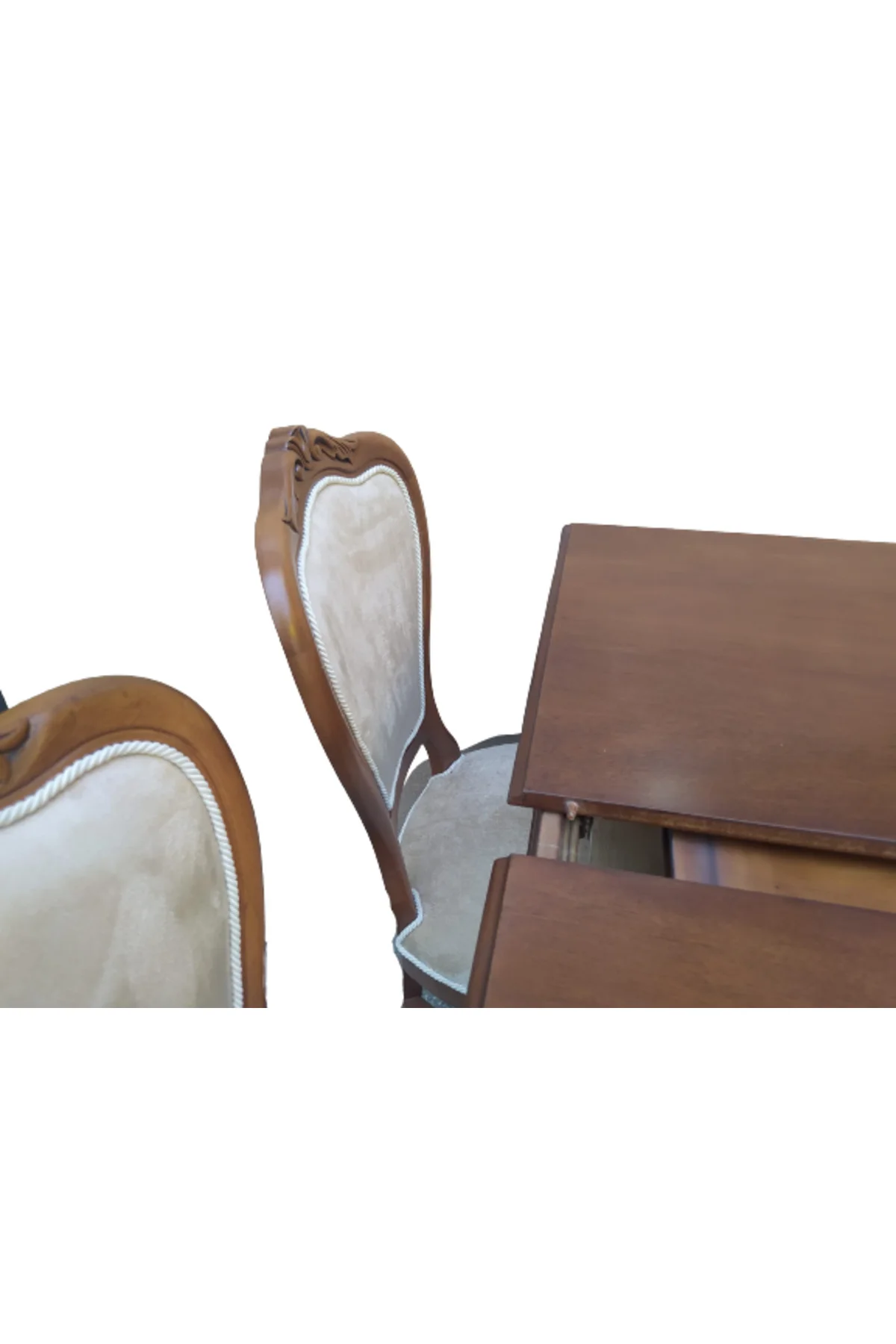 Masa-sandalye 18484 Klasik Model Kayın torna Aslan Ceviz ORTA Açıl El Yapım - Görsel 2