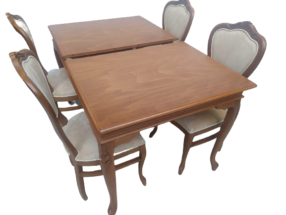 Masa-sandalye 18495 Klasik Model Kayın Aslan Ayak OymaLI Ceviz or