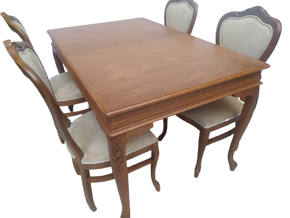 Masa-sandalye 18495 Klasik Model Kayın Aslan Ayak OymaLI Ceviz or