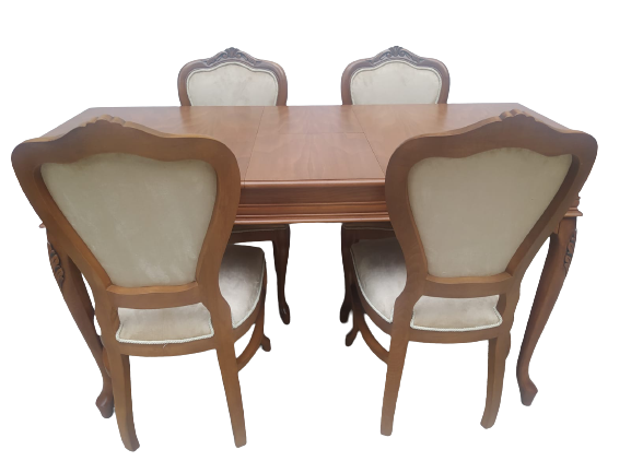 Masa-sandalye 18495 Klasik Model Kayın Aslan Ayak OymaLI Ceviz or