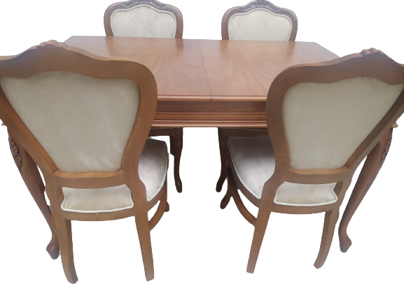 Masa-sandalye 18495 Klasik Model Kayın Aslan Ayak OymaLI Ceviz or