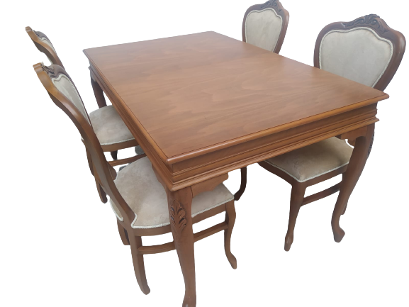 Masa-sandalye 18495 Klasik Model Kayın Aslan Ayak OymaLI Ceviz or
