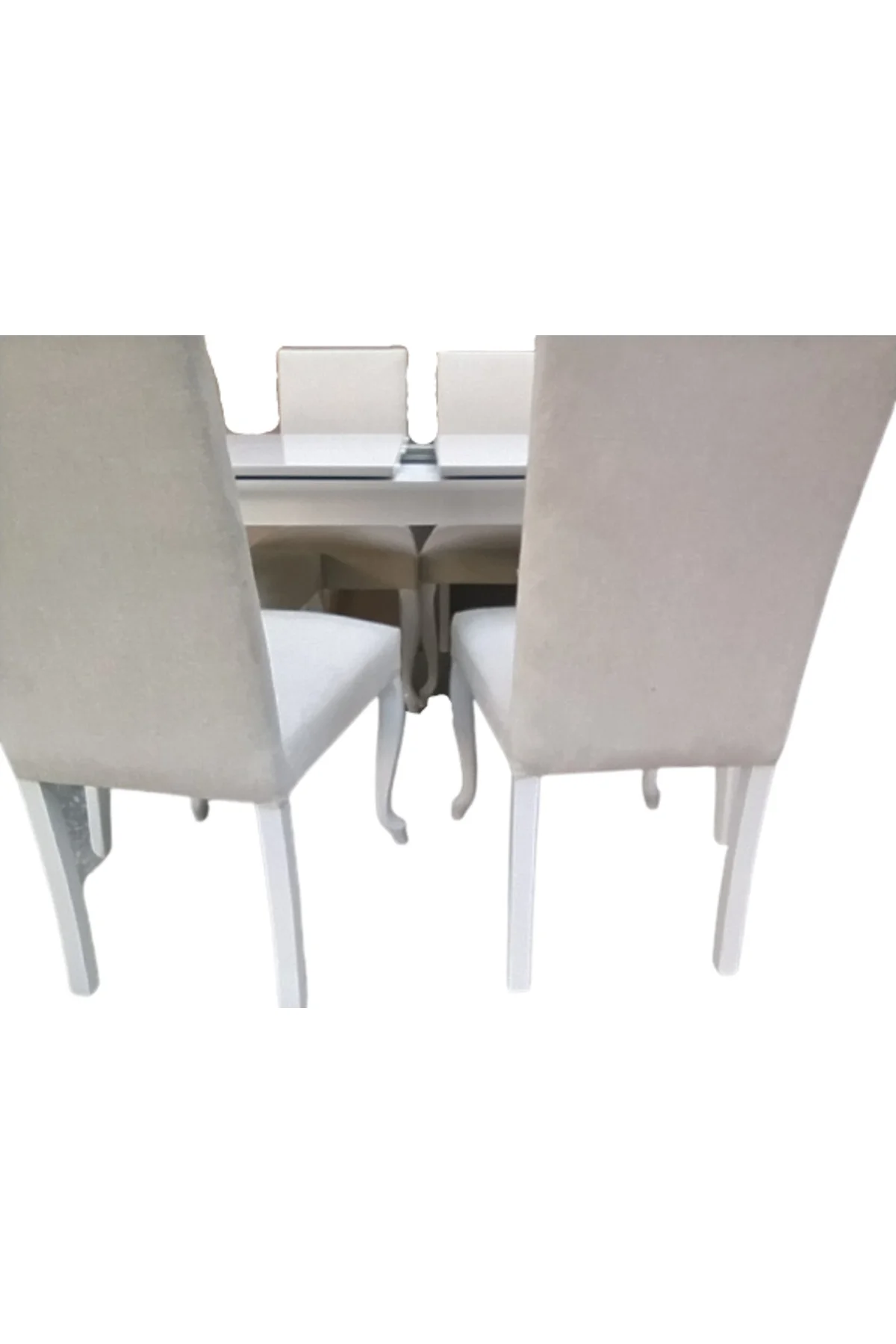 Masa-Sandalye 18579 MUZ Model Açıl Tabla Beyaz Giydirm Keten Kumaş 6ad El yapım Masa-Sandalye 18579 MUZ Model Açıl Tabla Beyaz Giydirm Keten Kumaş 6ad El yapım - Görsel 3