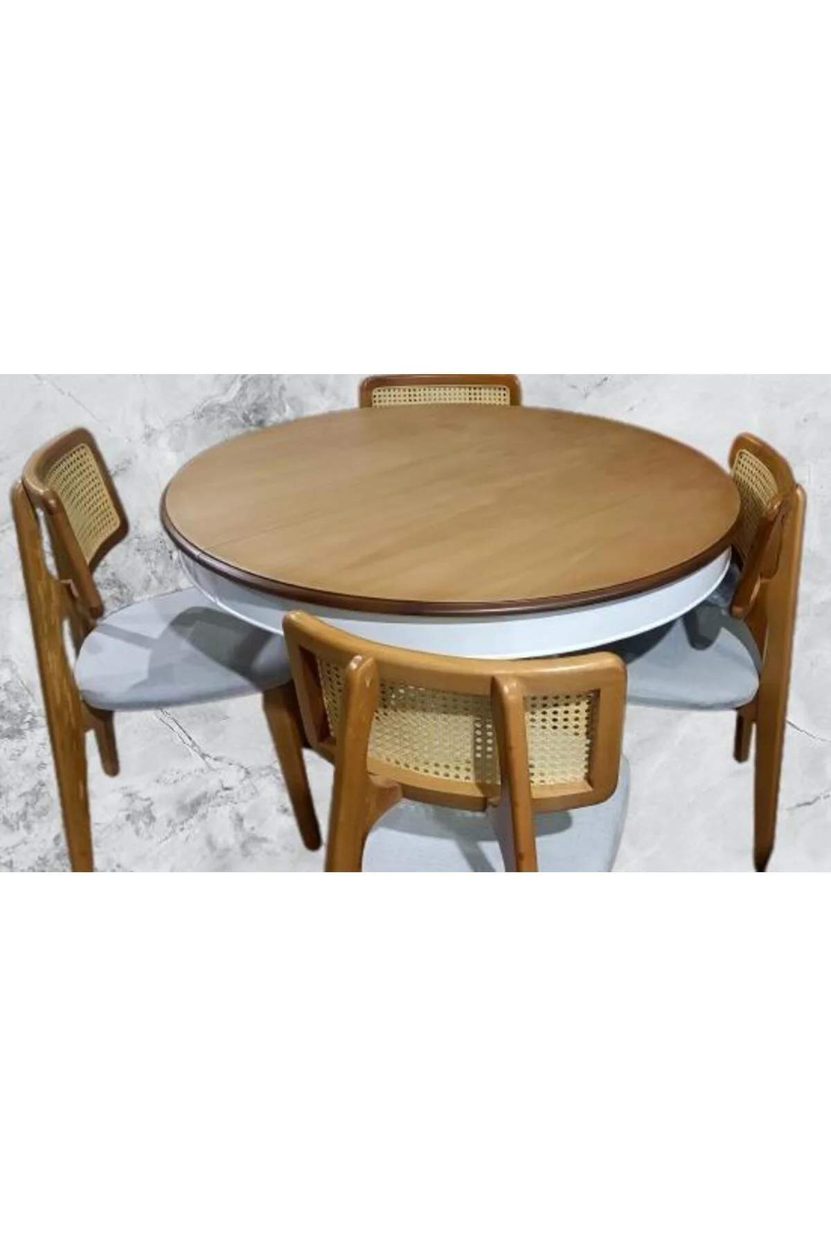 Masa Sandalye 90180 Tk Ihlamur Baba Ayak Model MDF Tabla 100cm Beyaz Ceviz ElYapı - Görsel 4