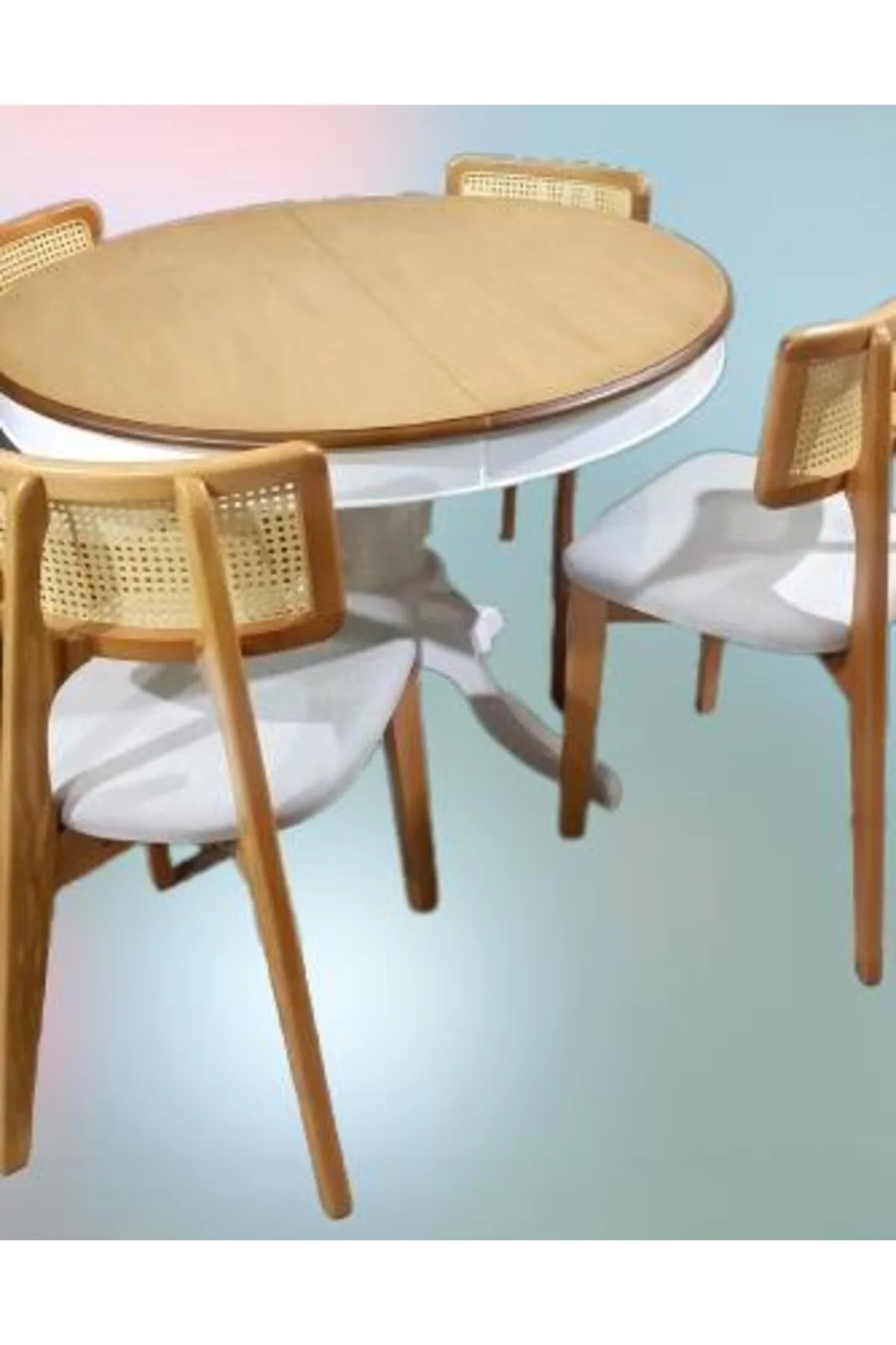 Masa Sandalye 90180 Tk Ihlamur Baba Ayak Model MDF Tabla 100cm Beyaz Ceviz ElYapı - Görsel 8