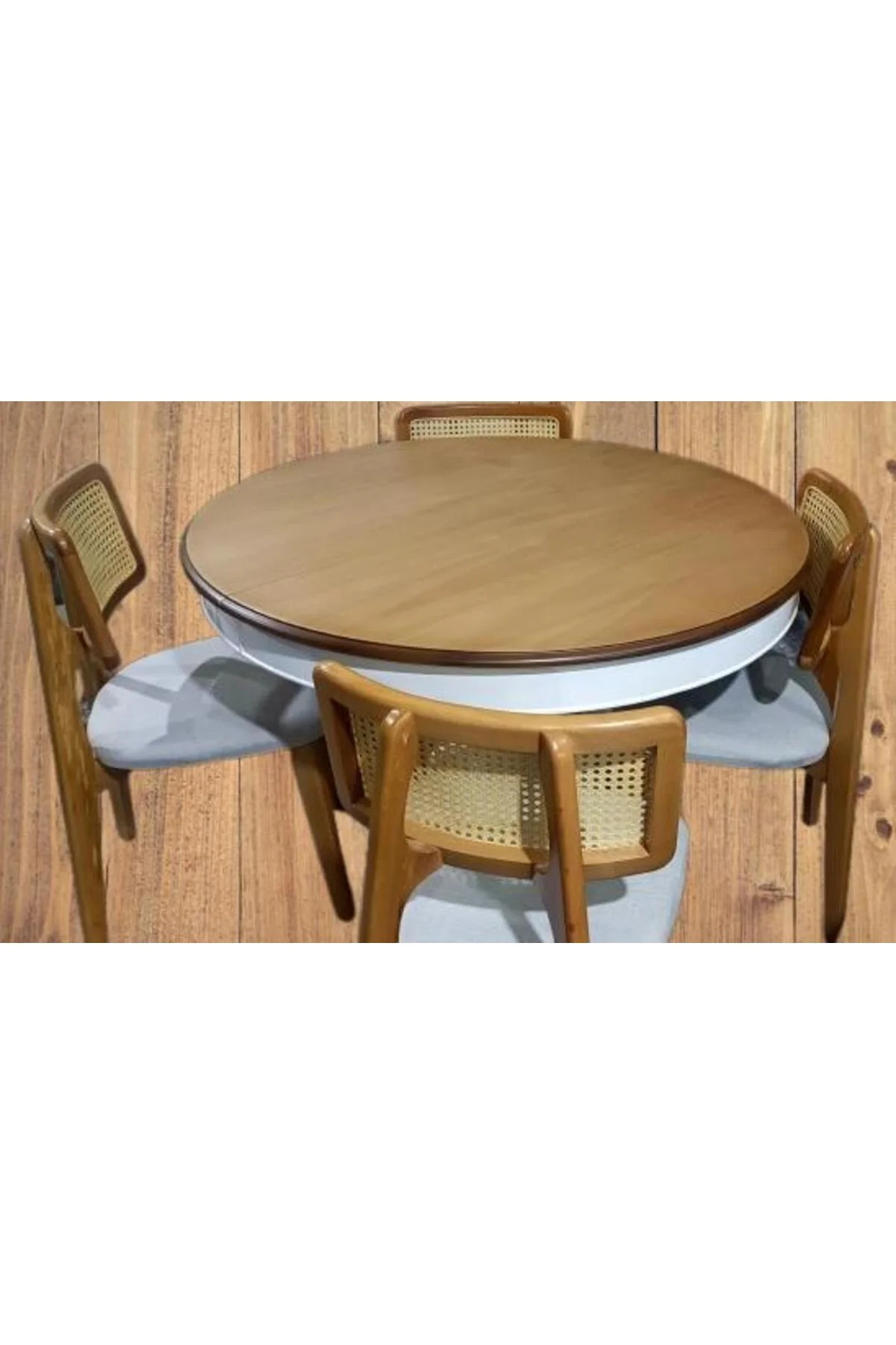 Masa Sandalye 90181 Takım Ihlamur Baba Ayak MDF Tabla 110cm Beyaz Ceviz El yapım Masa Sandalye 90181 Takım Ihlamur Baba Ayak MDF Tabla 110cm Beyaz Ceviz El yapım - Görsel 6