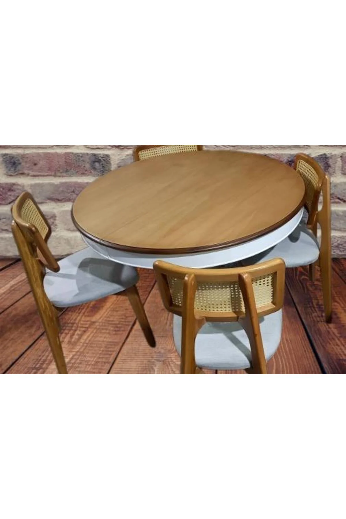Masa Sandalye 90181 Takım Ihlamur Baba Ayak MDF Tabla 110cm Beyaz Ceviz El yapım Masa Sandalye 90181 Takım Ihlamur Baba Ayak MDF Tabla 110cm Beyaz Ceviz El yapım - Görsel 7