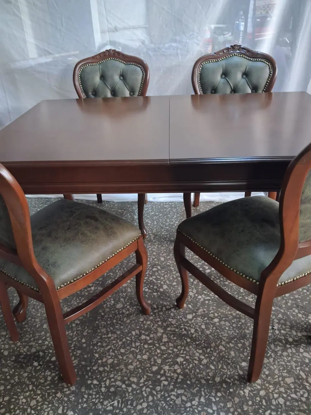 Masa Sandalye 90615 Klasik Model Kayın Aslan Ayak Oymalı Ceviz Or