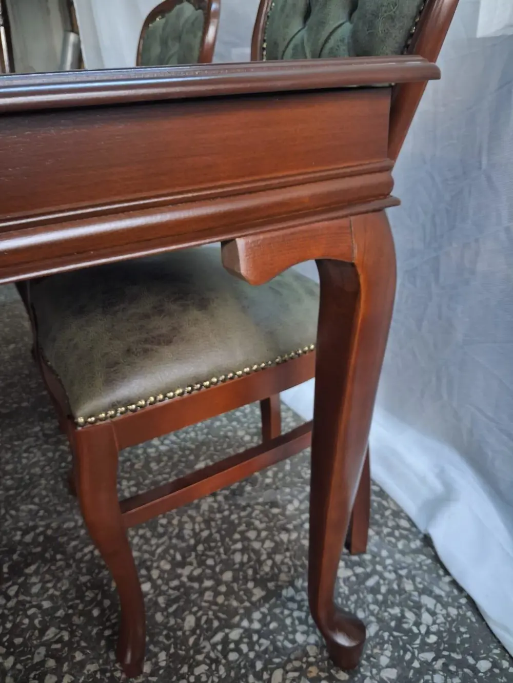 Masa Sandalye 90615 Klasik Model Kayın Aslan Ayak Oymalı Ceviz Or