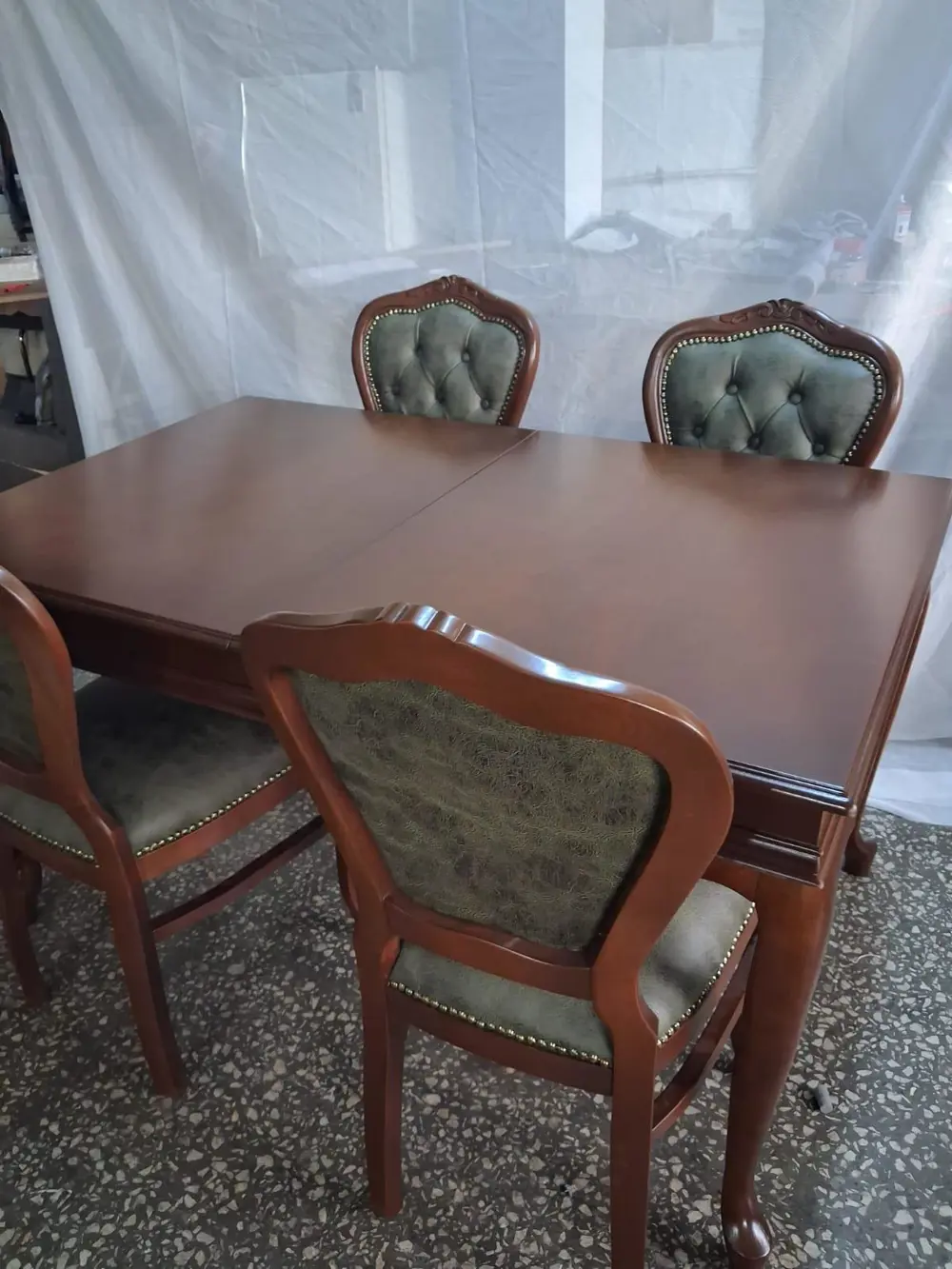 Masa Sandalye 90615 Klasik Model Kayın Aslan Ayak Oymalı Ceviz Or