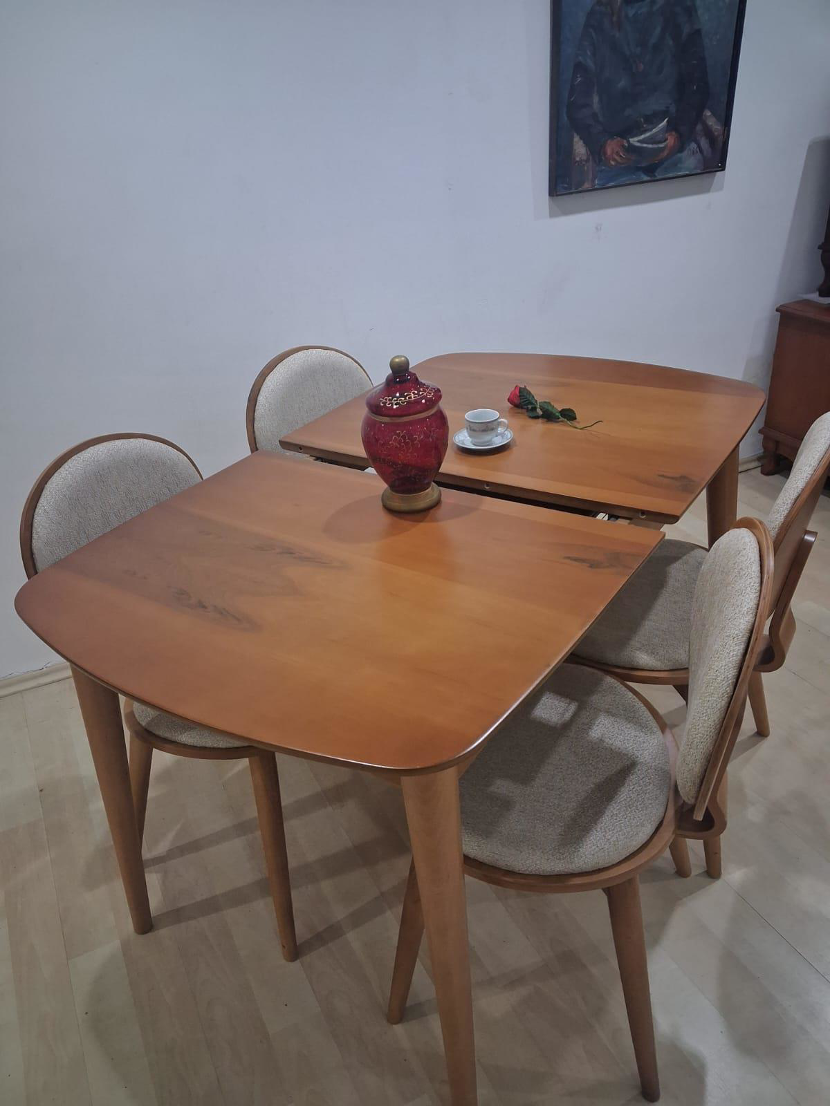 Masa Sandalye 90643 Retro Ayak Model Kayın Retro Açılır Parlak Aç