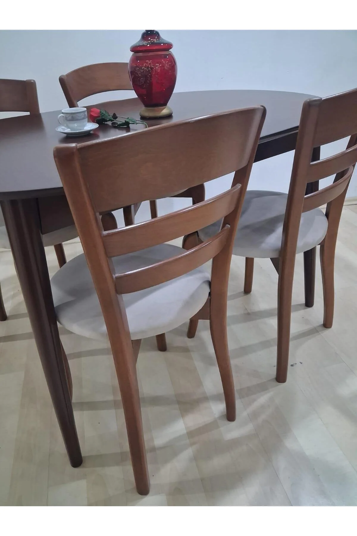 Masa Sandalye 90644 Retro Ayak Model Kayın Retro Açılır Parlak Koyu Ceviz Tabla - Görsel 3
