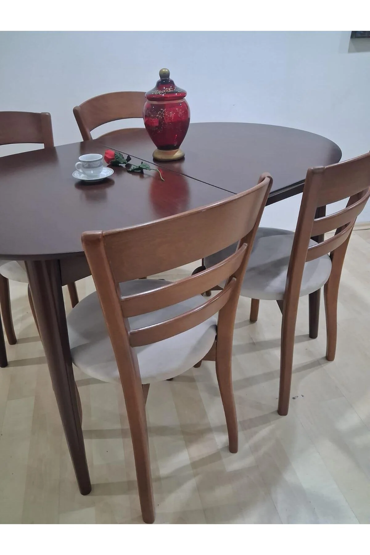 Masa Sandalye 90644 Retro Ayak Model Kayın Retro Açılır Parlak Koyu Ceviz Tabla - Görsel 4
