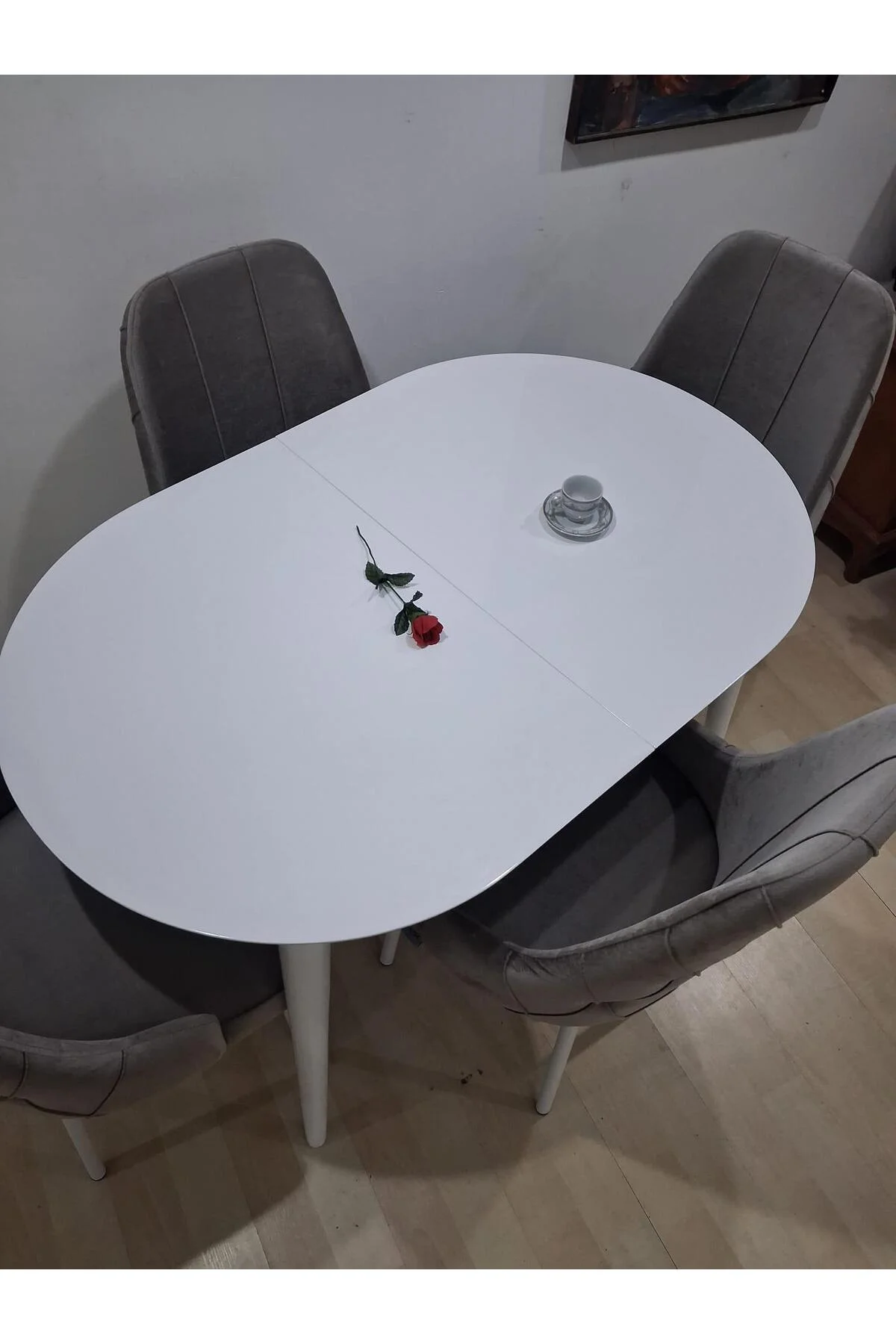 Masa Sandalye 90655 Retro Masa 4 Adet Lüks Kapitone Sandalye Ayaklar Demir - Görsel 5
