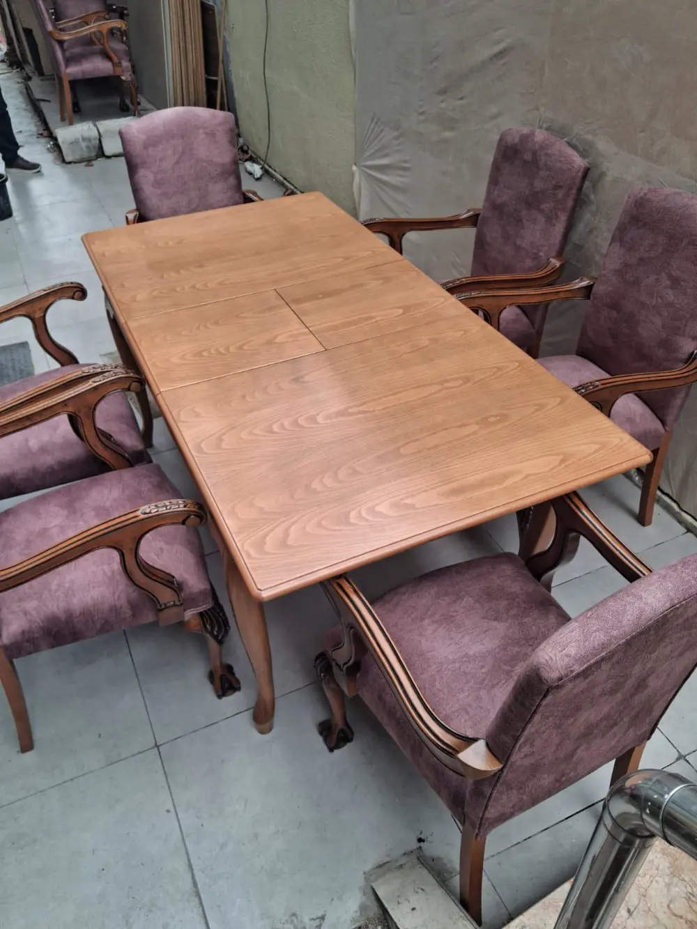 Masa Sandalye Berjer 90627 Bengi Klasik Model Kayın Aslan Ayak Aç