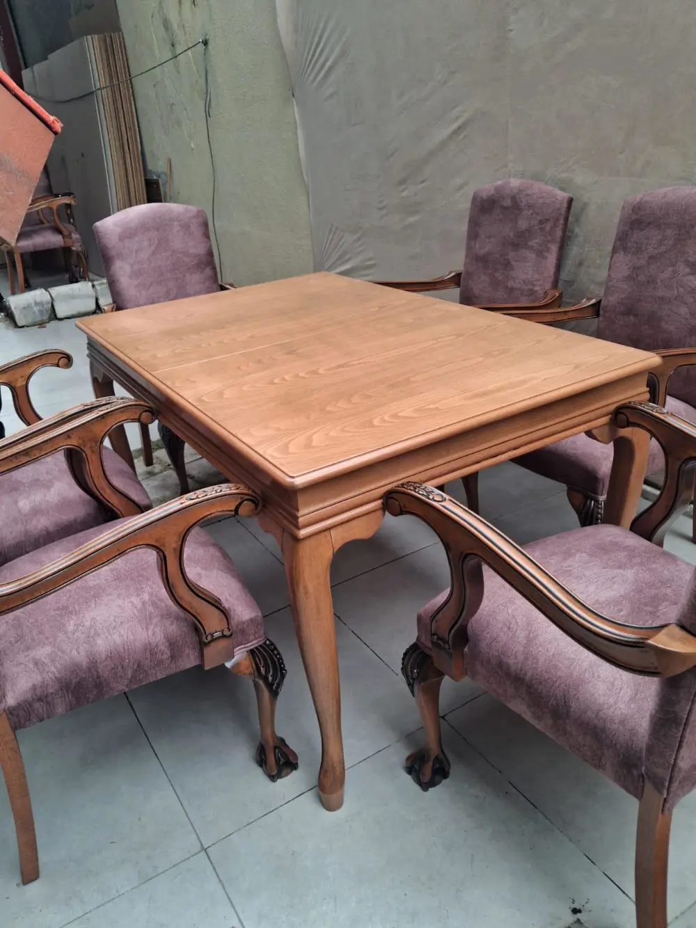 Masa Sandalye Berjer 90627 Bengi Klasik Model Kayın Aslan Ayak Aç