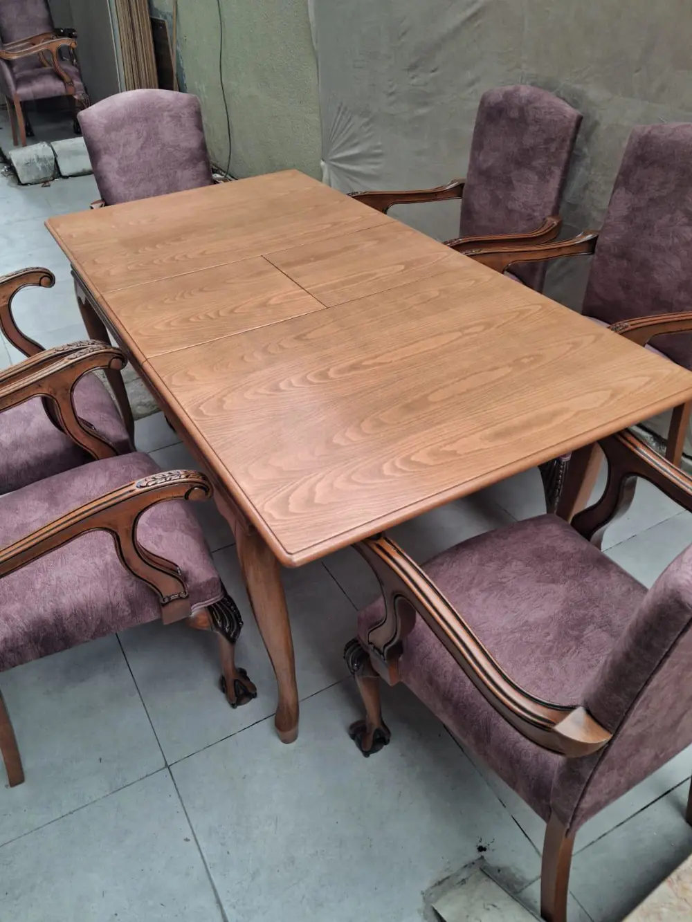 Masa Sandalye Berjer 90627 Bengi Klasik Model Kayın Aslan Ayak Aç