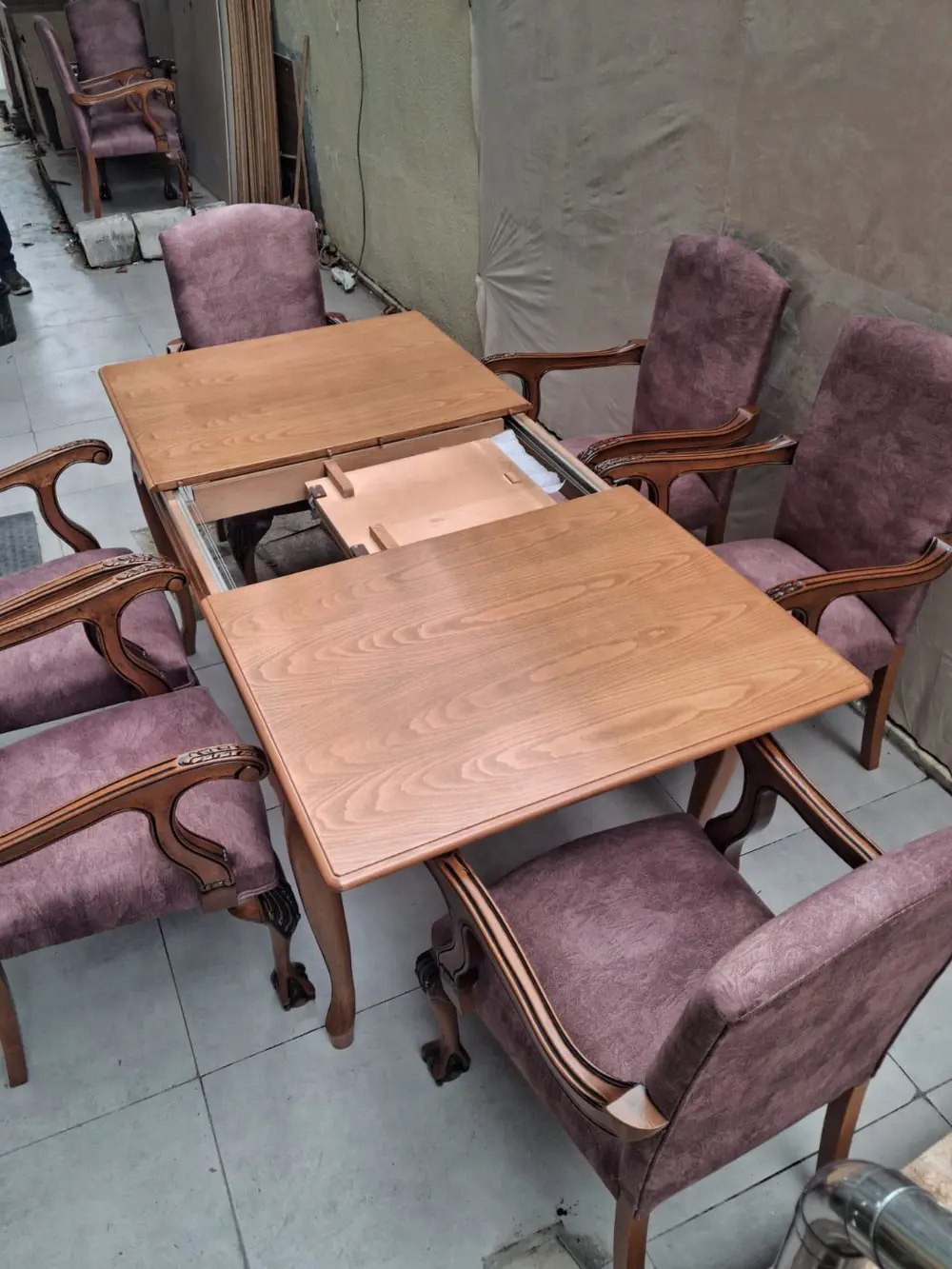 Masa Sandalye Berjer 90627 Bengi Klasik Model Kayın Aslan Ayak Aç