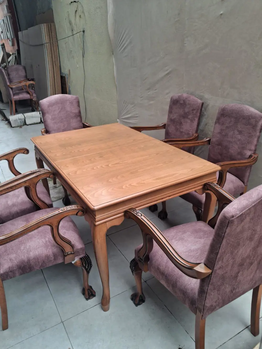 Masa Sandalye Berjer 90627 Bengi Klasik Model Kayın Aslan Ayak Aç