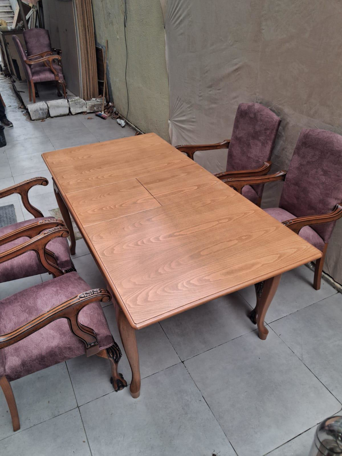 Masa Sandalye Berjer 90626 Bengi Klasik Model Kayın Aslan Ayak Aç