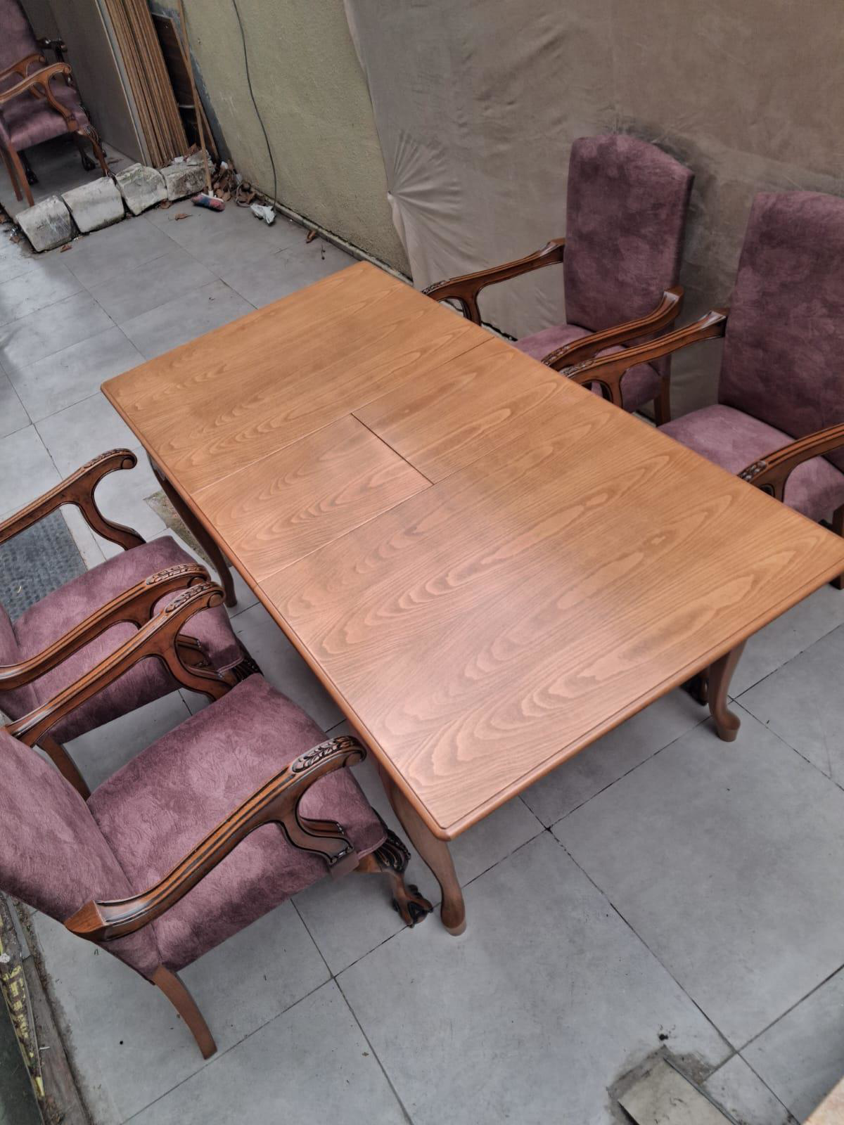 Masa Sandalye Berjer 90626 Bengi Klasik Model Kayın Aslan Ayak Aç