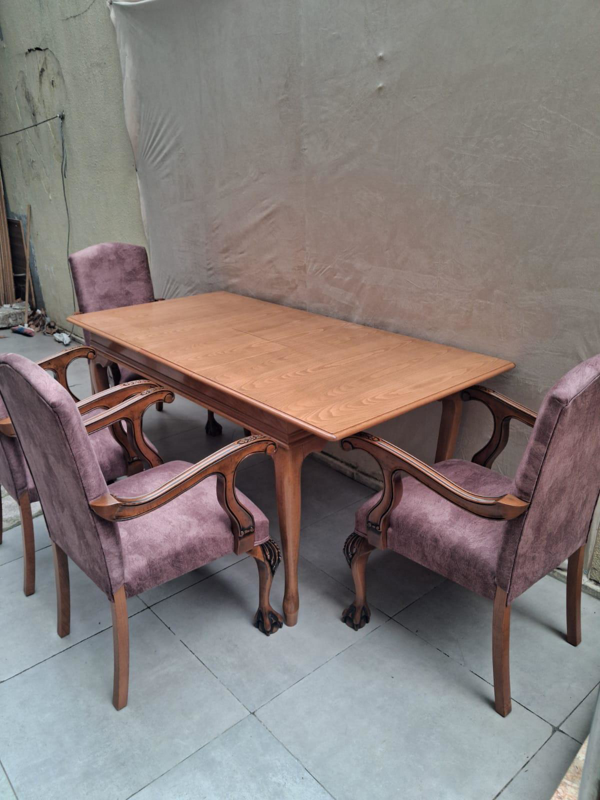 Masa Sandalye Berjer 90626 Bengi Klasik Model Kayın Aslan Ayak Aç