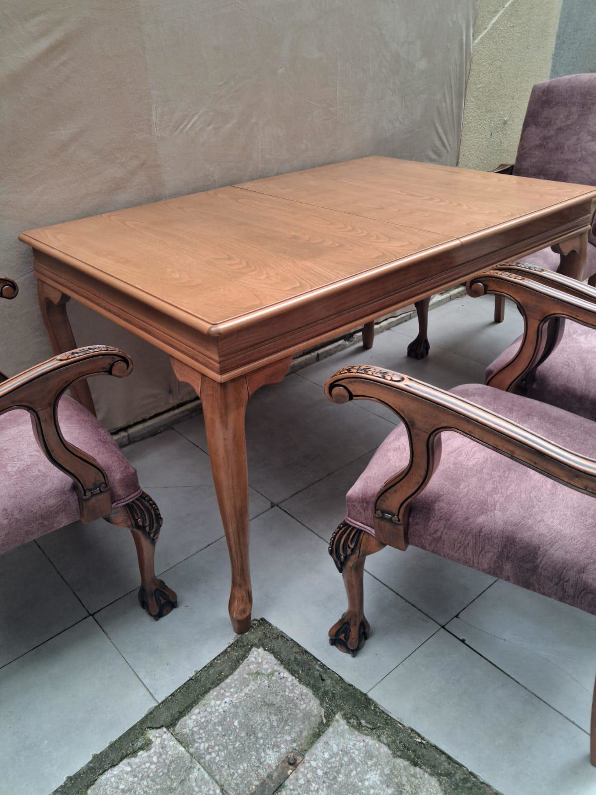 Masa Sandalye Berjer 90626 Bengi Klasik Model Kayın Aslan Ayak Aç