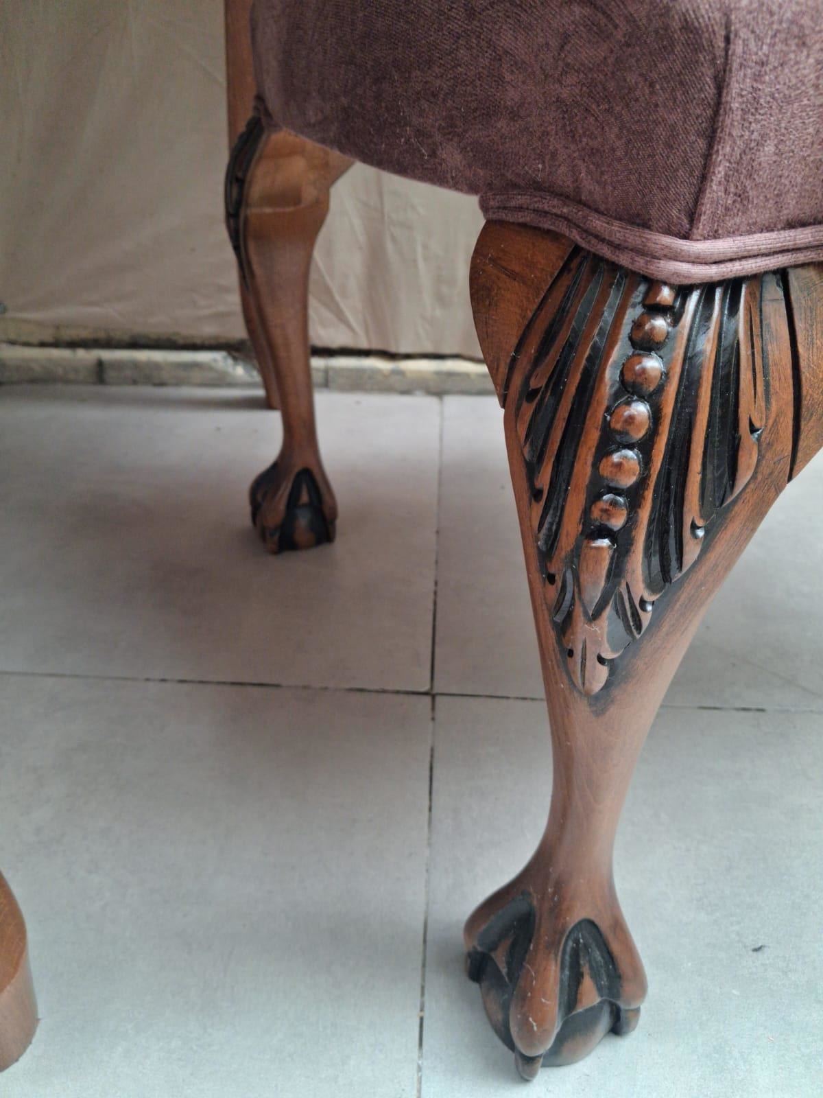 Masa Sandalye Berjer 90626 Bengi Klasik Model Kayın Aslan Ayak Aç