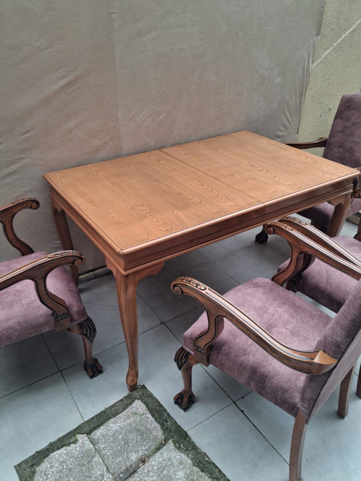 Masa Sandalye Berjer 90626 Bengi Klasik Model Kayın Aslan Ayak Aç