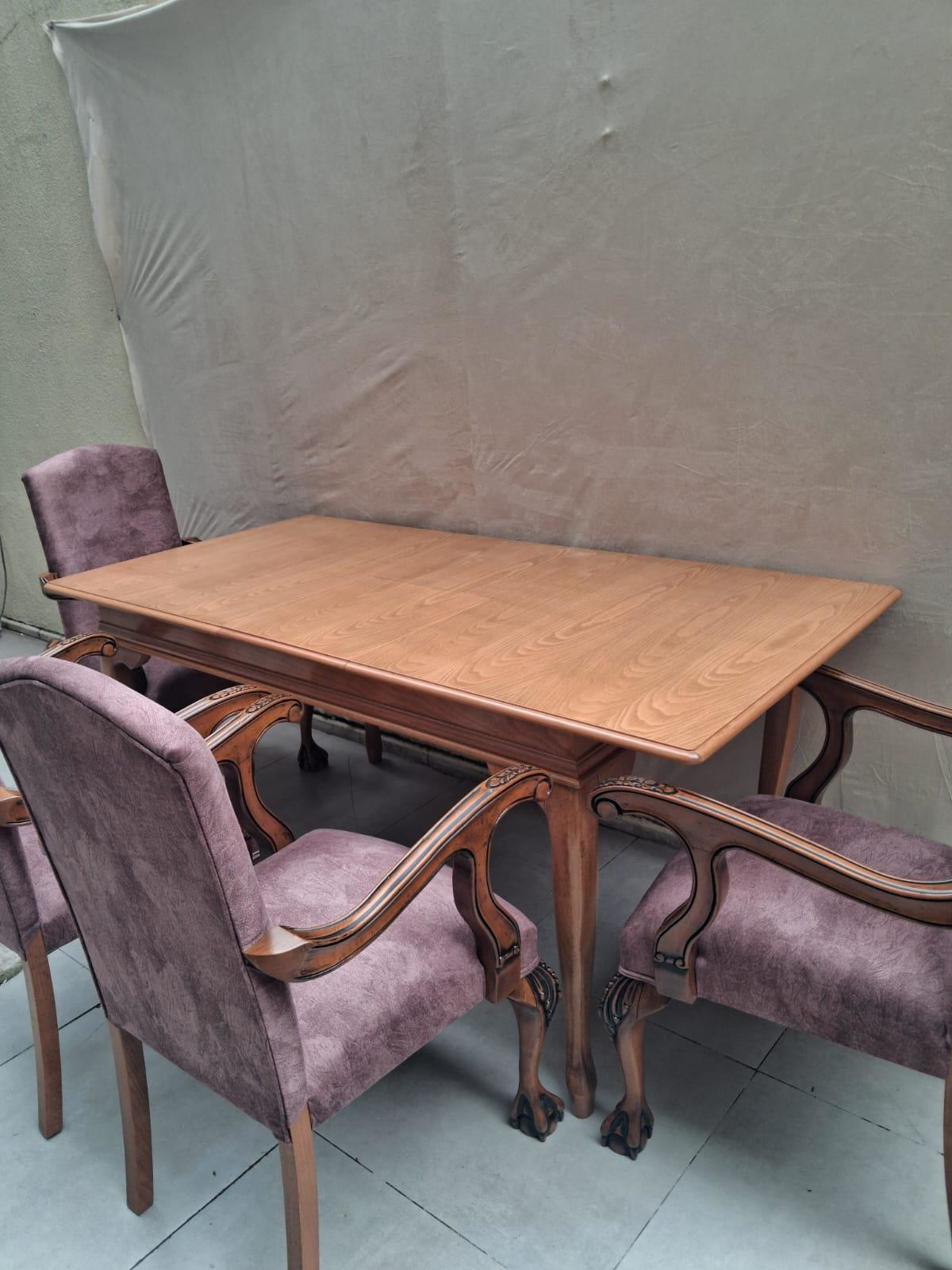 Masa Sandalye Berjer 90626 Bengi Klasik Model Kayın Aslan Ayak Aç