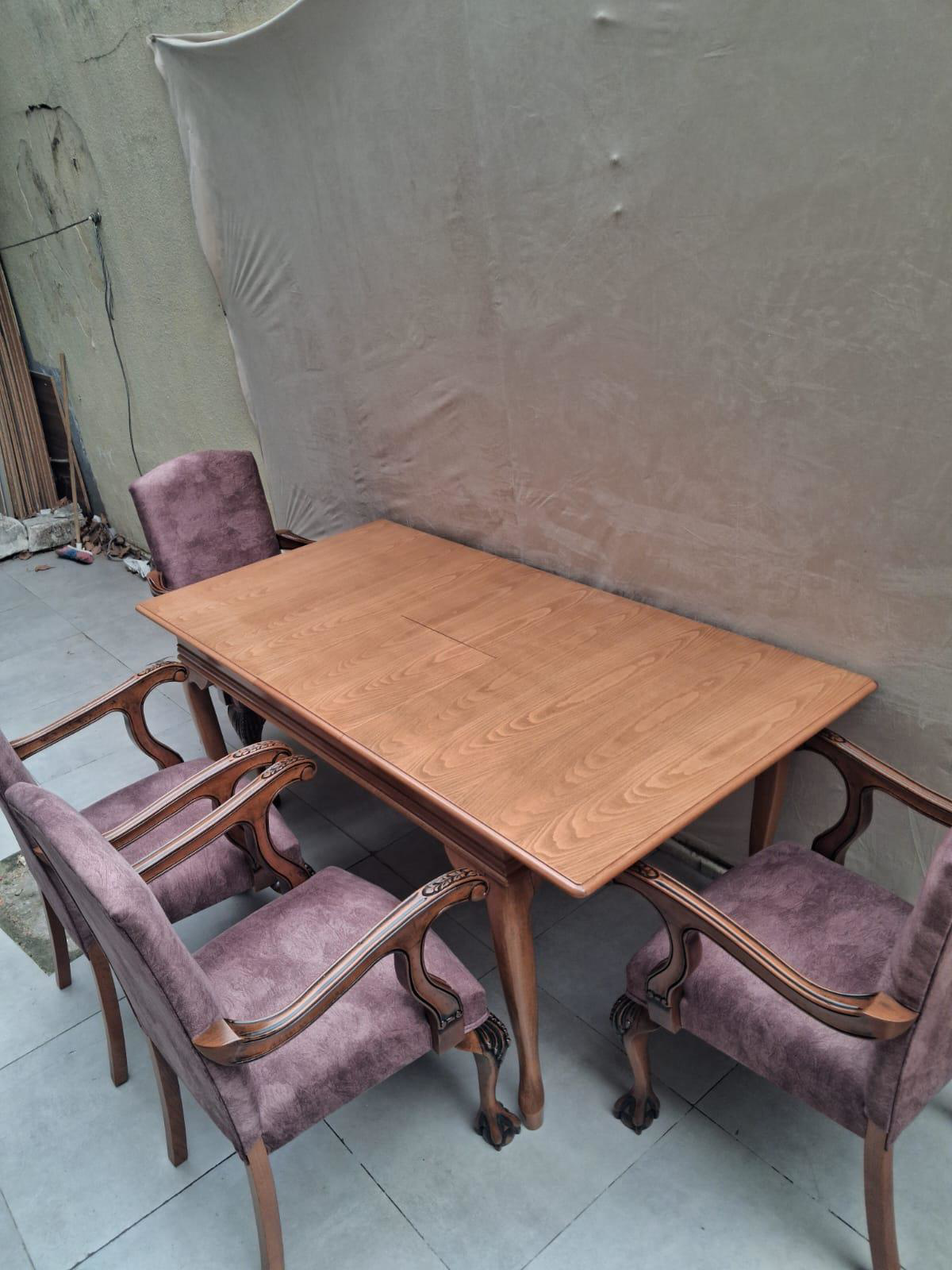 Masa Sandalye Berjer 90626 Bengi Klasik Model Kayın Aslan Ayak Aç