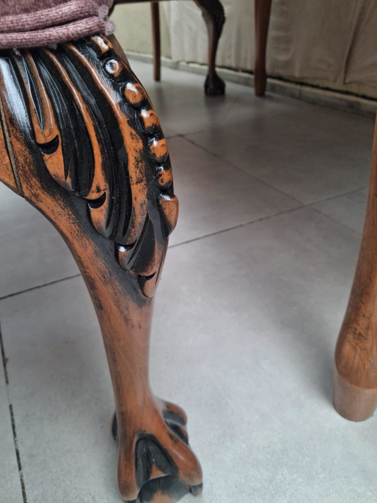 Masa Sandalye Berjer 90626 Bengi Klasik Model Kayın Aslan Ayak Aç