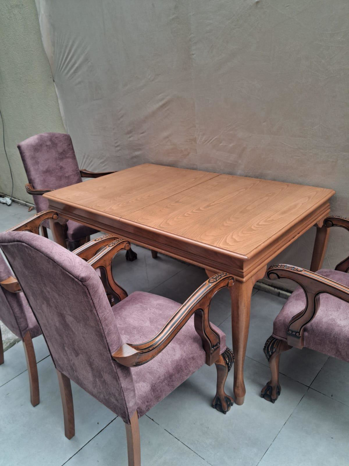 Masa Sandalye Berjer 90626 Bengi Klasik Model Kayın Aslan Ayak Aç