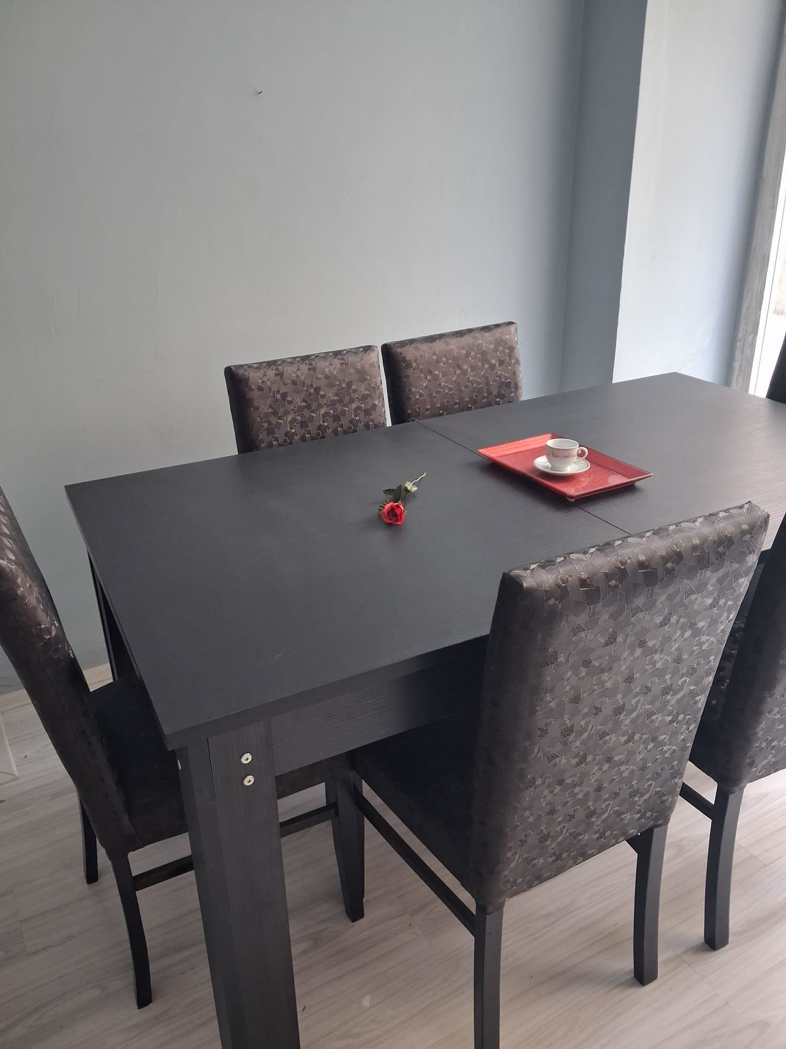 Masa Sandalye Sarmaşık 90657 Siyah Masa Suni Deri Döşeme 6 Adet S Masa Sandalye Sarmaşık 90657 Siyah Masa Suni Deri Döşeme 6 Adet S