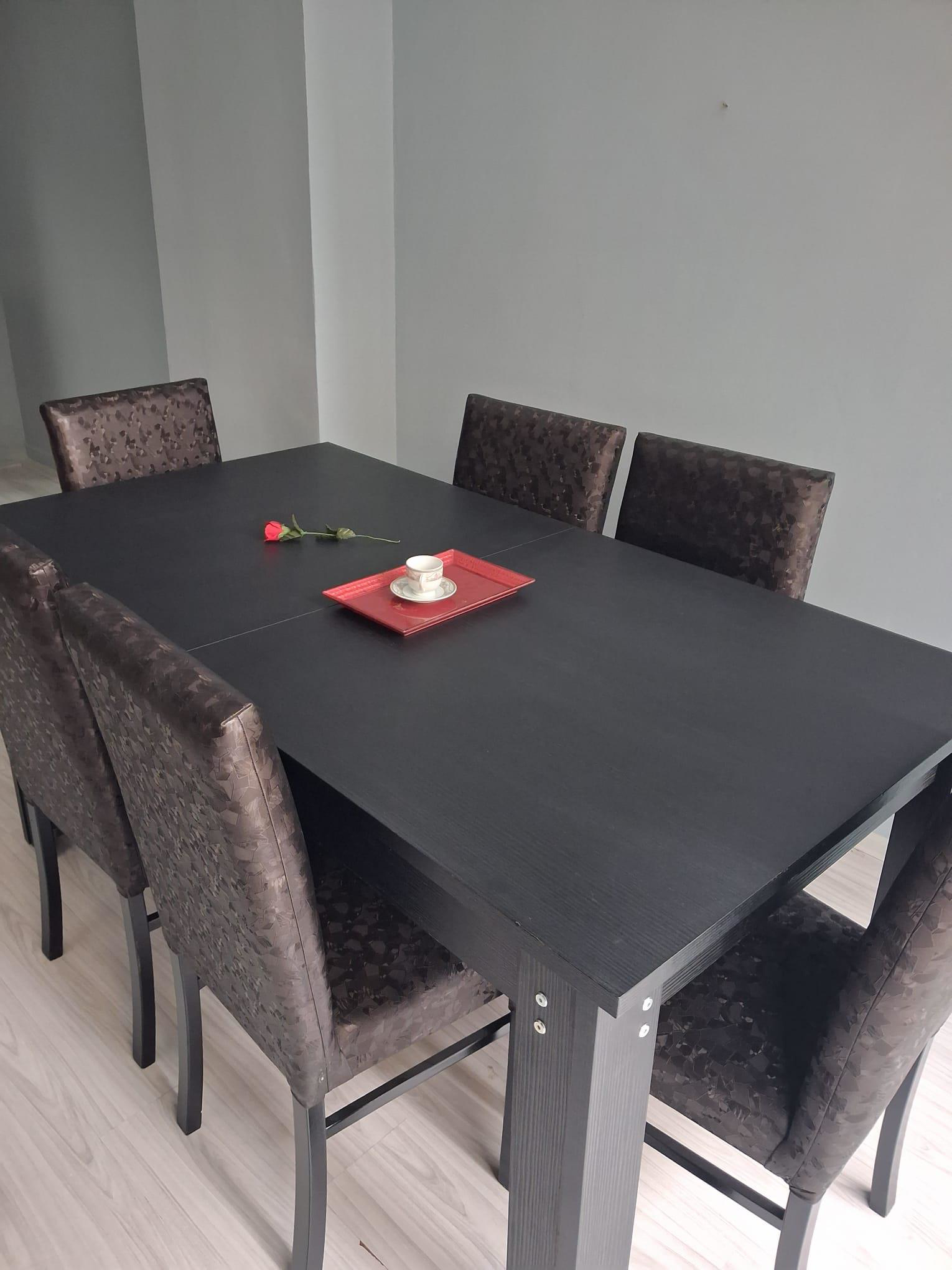 Masa Sandalye Sarmaşık 90657 Siyah Masa Suni Deri Döşeme 6 Adet S Masa Sandalye Sarmaşık 90657 Siyah Masa Suni Deri Döşeme 6 Adet S