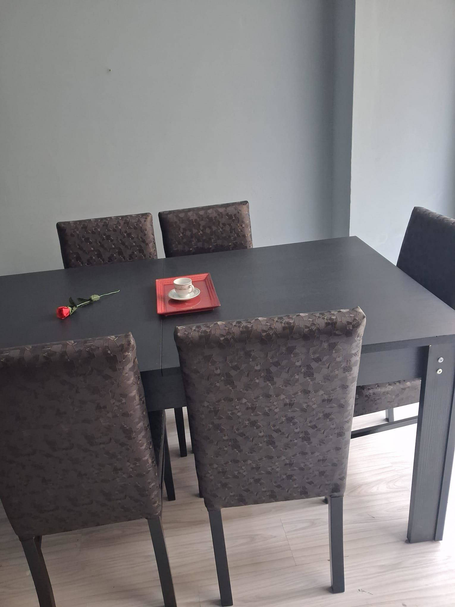 Masa Sandalye Sarmaşık 90657 Siyah Masa Suni Deri Döşeme 6 Adet S Masa Sandalye Sarmaşık 90657 Siyah Masa Suni Deri Döşeme 6 Adet S