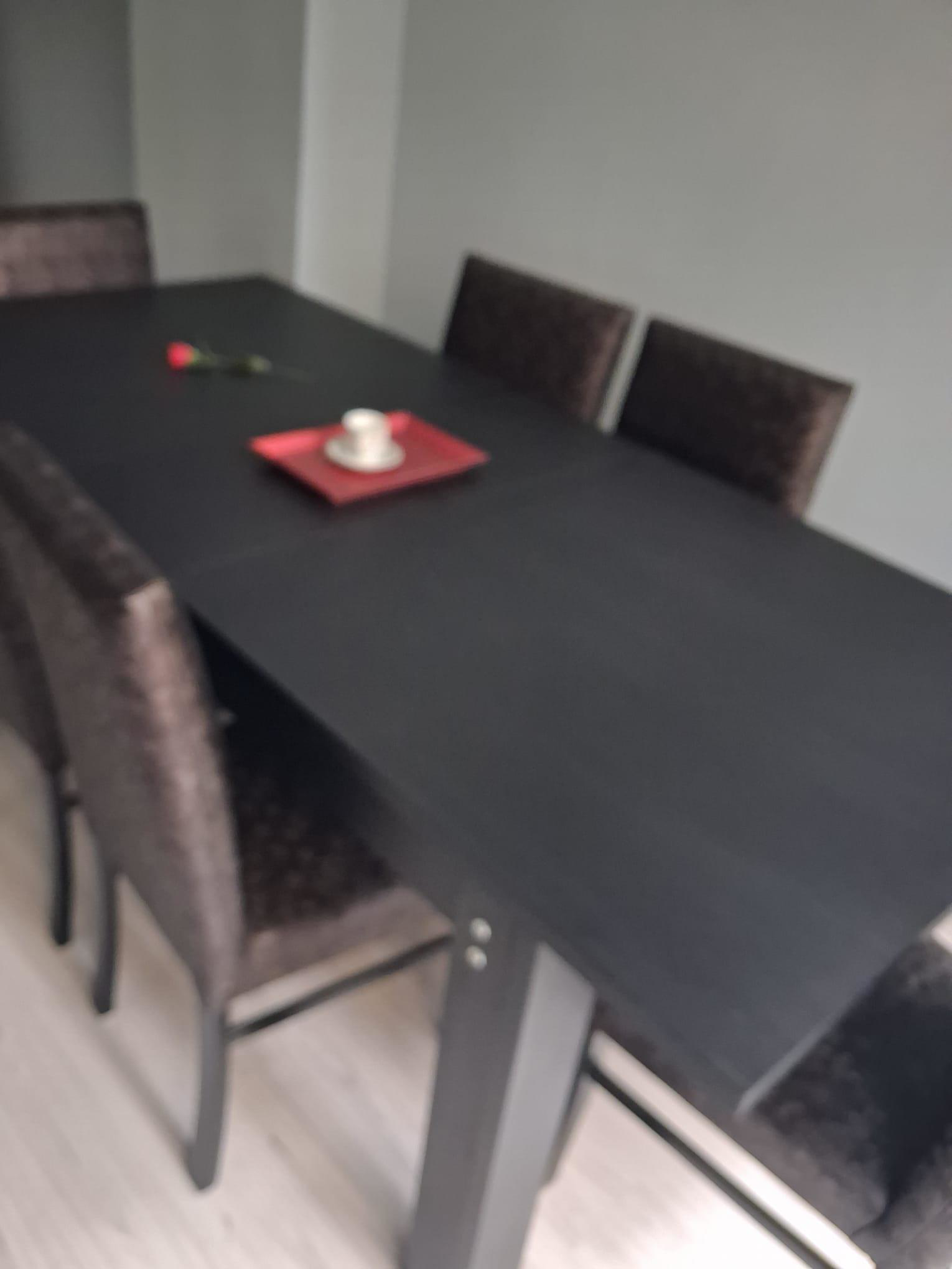 Masa Sandalye Sarmaşık 90657 Siyah Masa Suni Deri Döşeme 6 Adet S Masa Sandalye Sarmaşık 90657 Siyah Masa Suni Deri Döşeme 6 Adet S