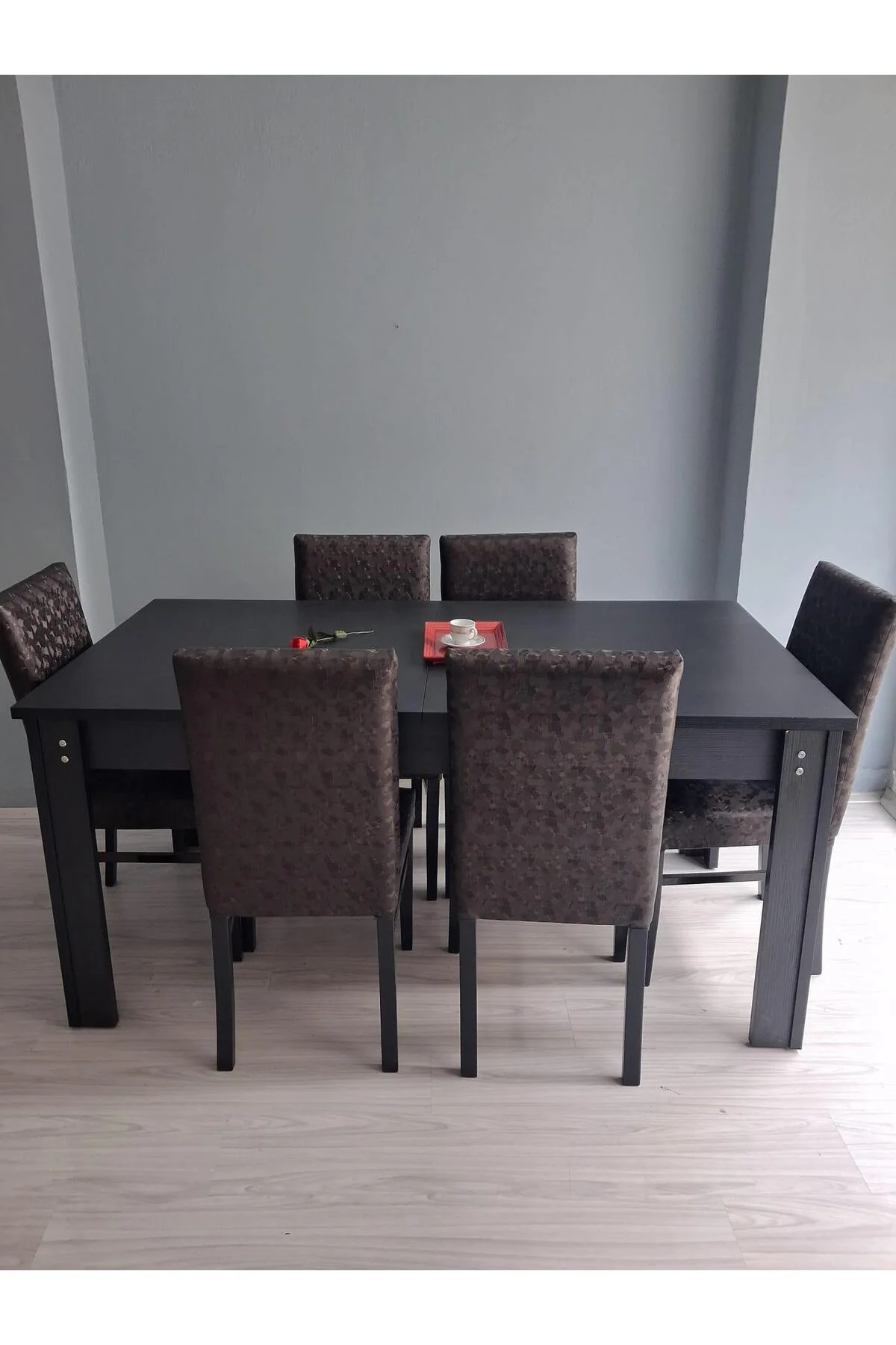 Masa Sandalye Sarmaşık 90657 Siyah Masa Suni Deri Döşeme 6 Adet Sandalye - Görsel 3