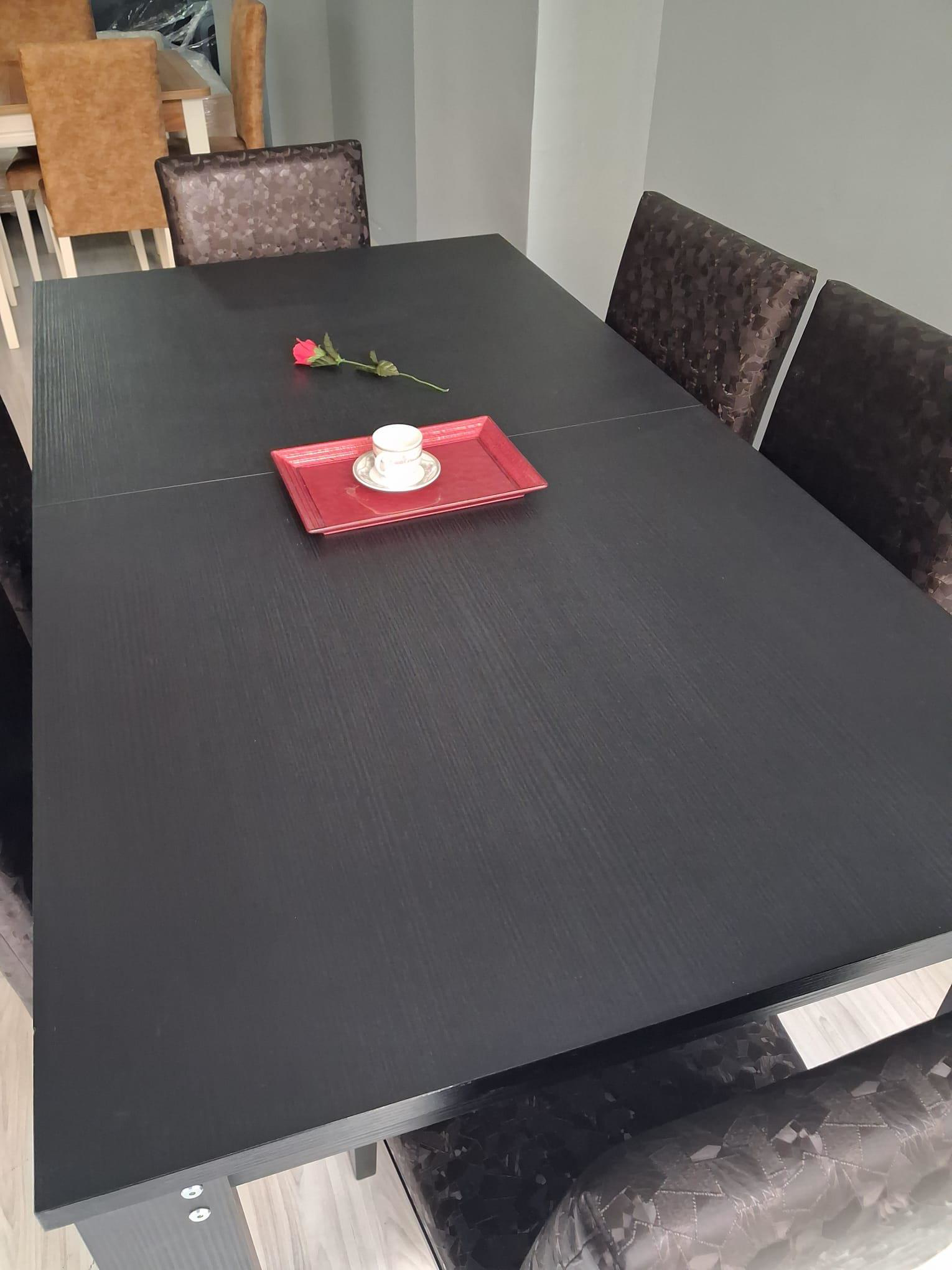 Masa Sandalye Sarmaşık 90657 Siyah Masa Suni Deri Döşeme 6 Adet S Masa Sandalye Sarmaşık 90657 Siyah Masa Suni Deri Döşeme 6 Adet S