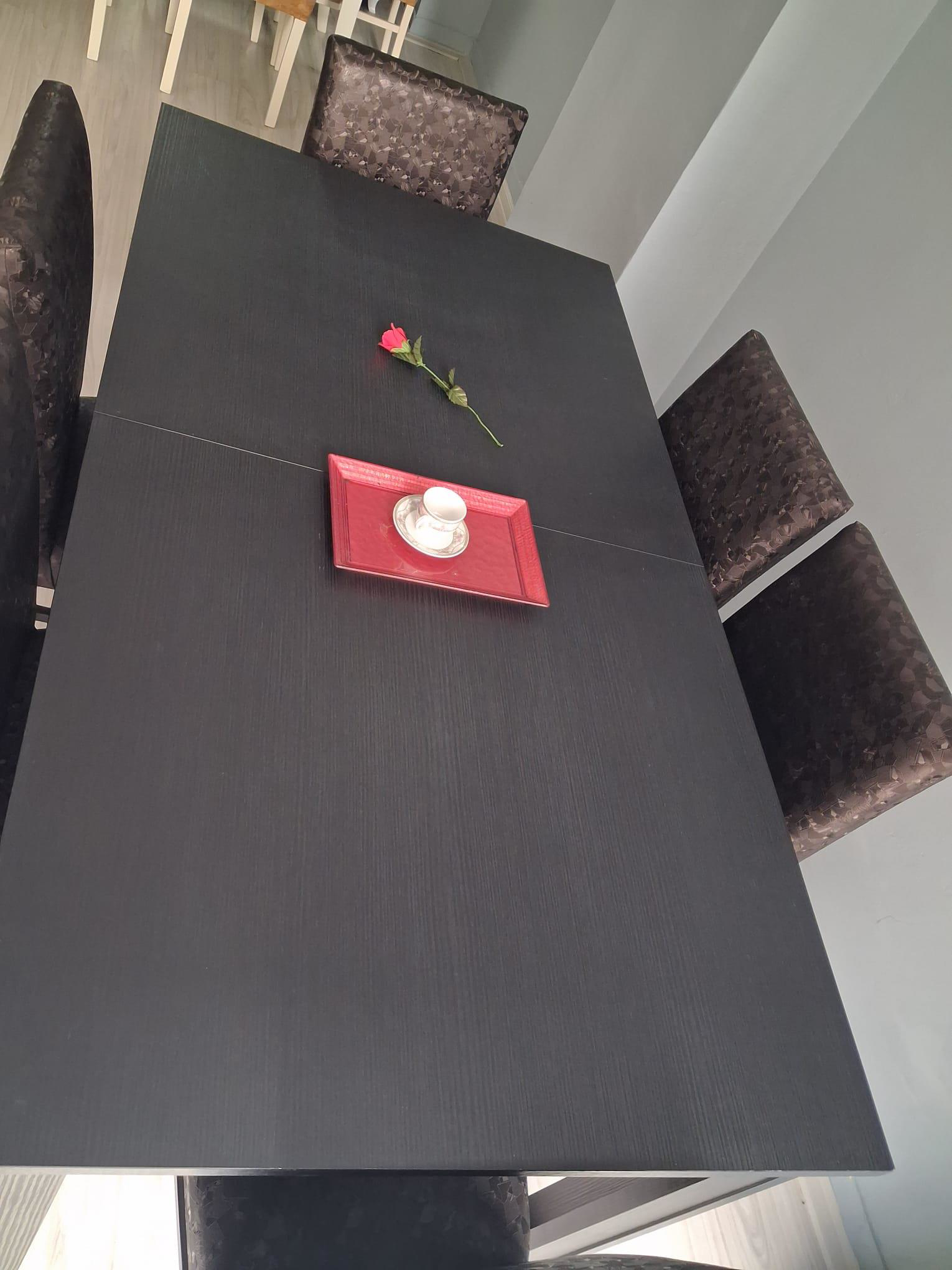 Masa Sandalye Sarmaşık 90657 Siyah Masa Suni Deri Döşeme 6 Adet S Masa Sandalye Sarmaşık 90657 Siyah Masa Suni Deri Döşeme 6 Adet S