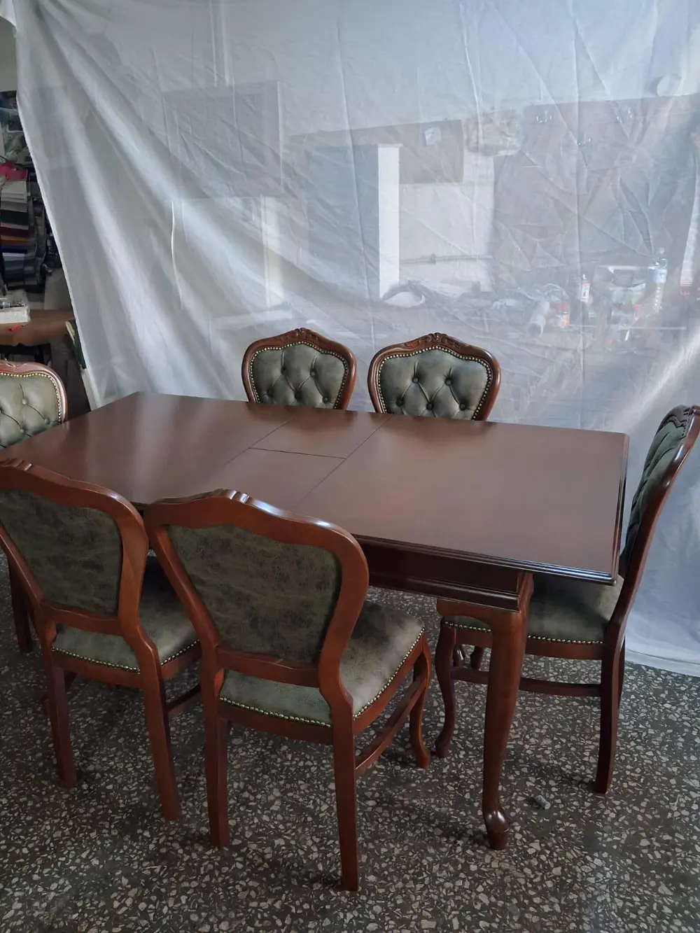 Masa Sandalye Tk 90616 Klasik Model Kayın Aslan Ayak Oymalı Ceviz