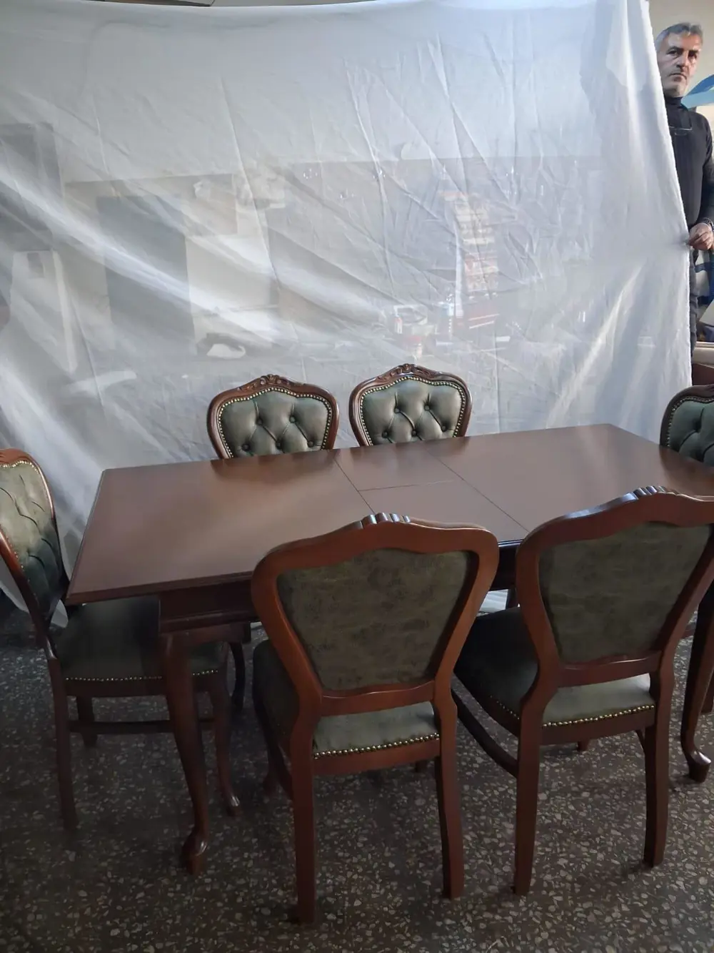 Masa Sandalye Tk 90616 Klasik Model Kayın Aslan Ayak Oymalı Ceviz