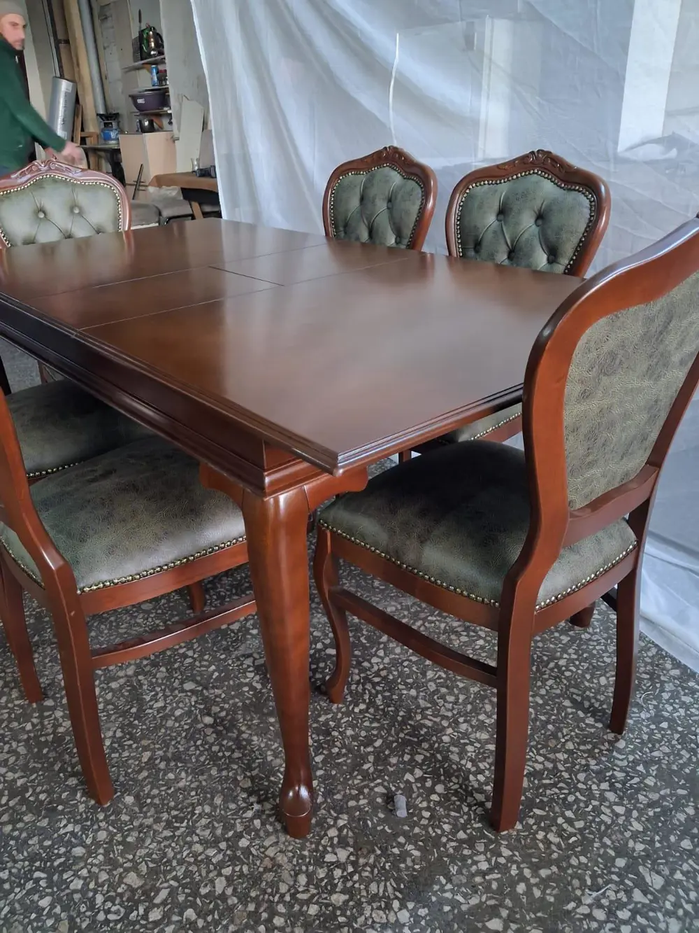 Masa Sandalye Tk 90616 Klasik Model Kayın Aslan Ayak Oymalı Ceviz