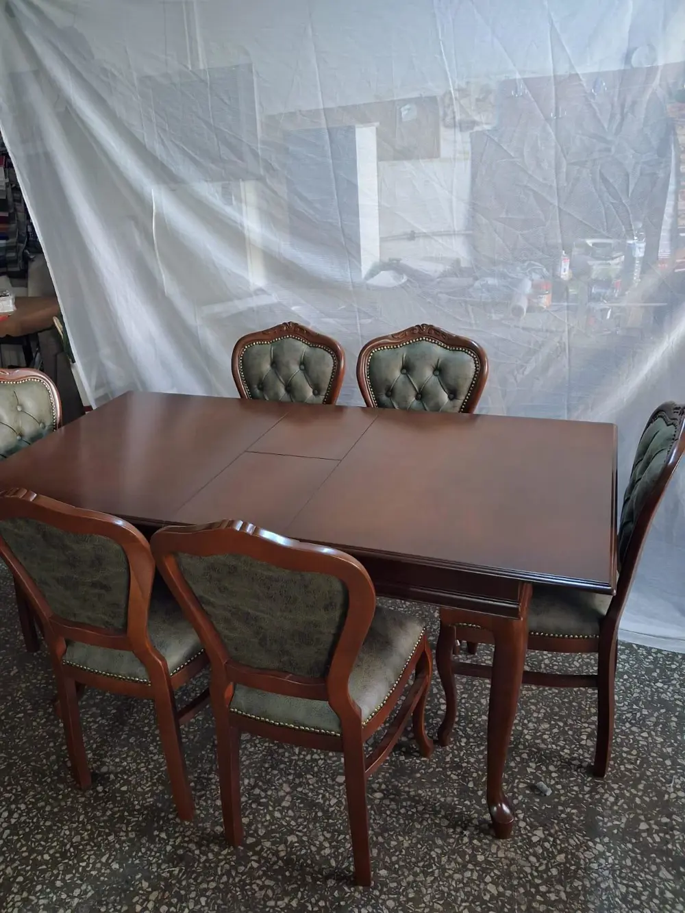 Masa Sandalye Tk 90616 Klasik Model Kayın Aslan Ayak Oymalı Ceviz