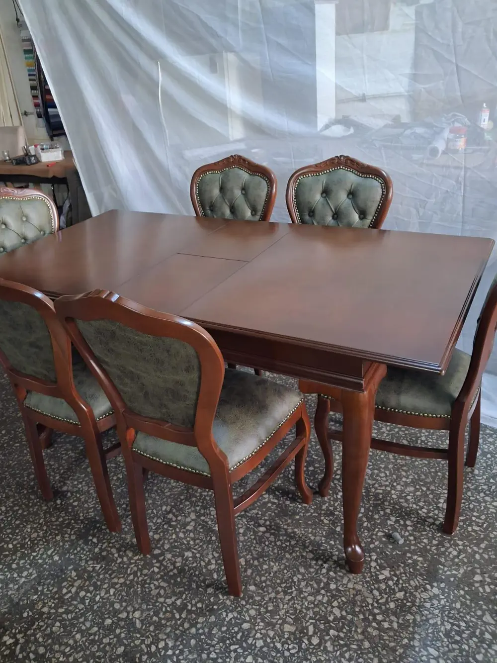 Masa Sandalye Tk 90616 Klasik Model Kayın Aslan Ayak Oymalı Ceviz