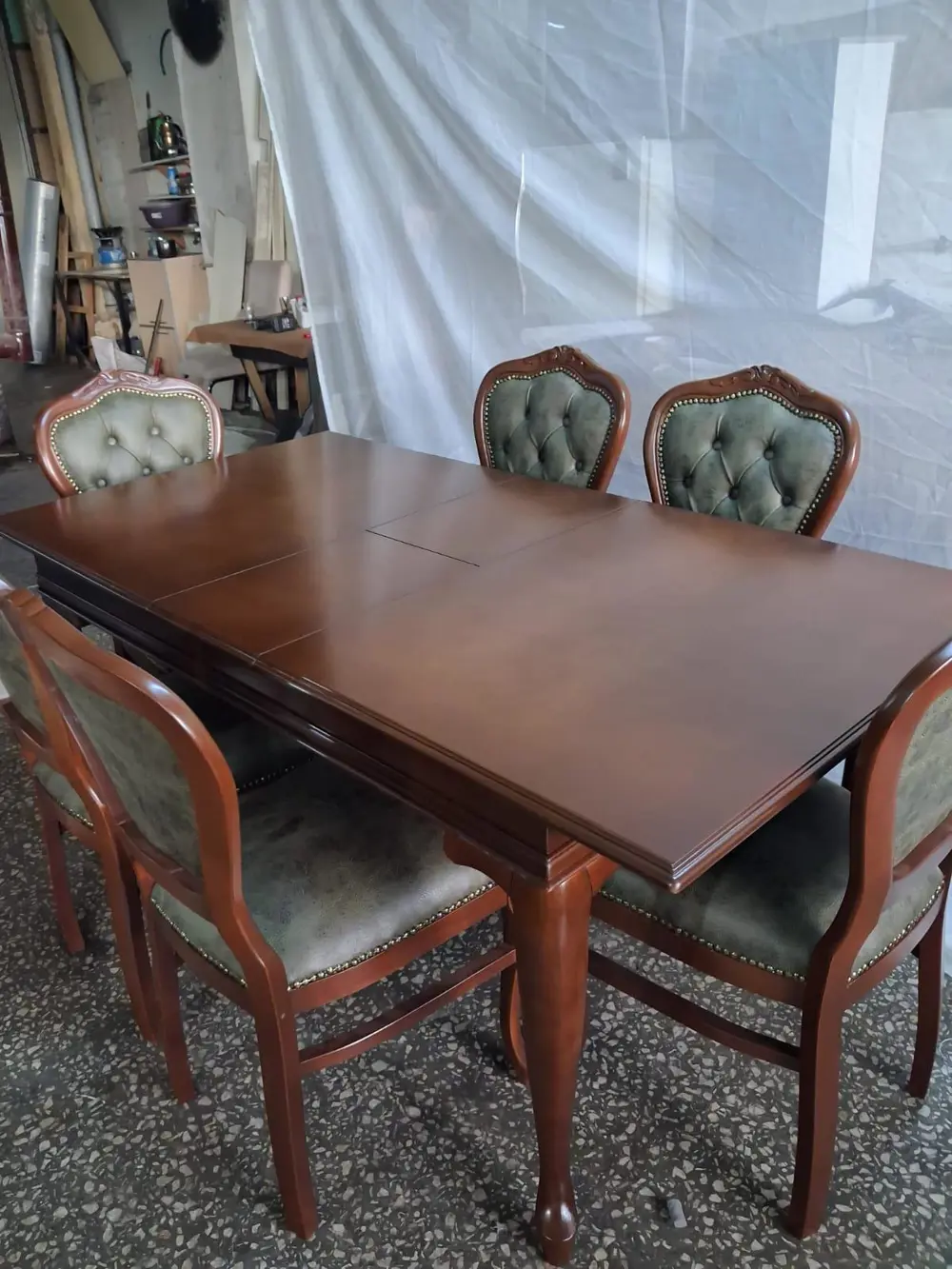 Masa Sandalye Tk 90616 Klasik Model Kayın Aslan Ayak Oymalı Ceviz