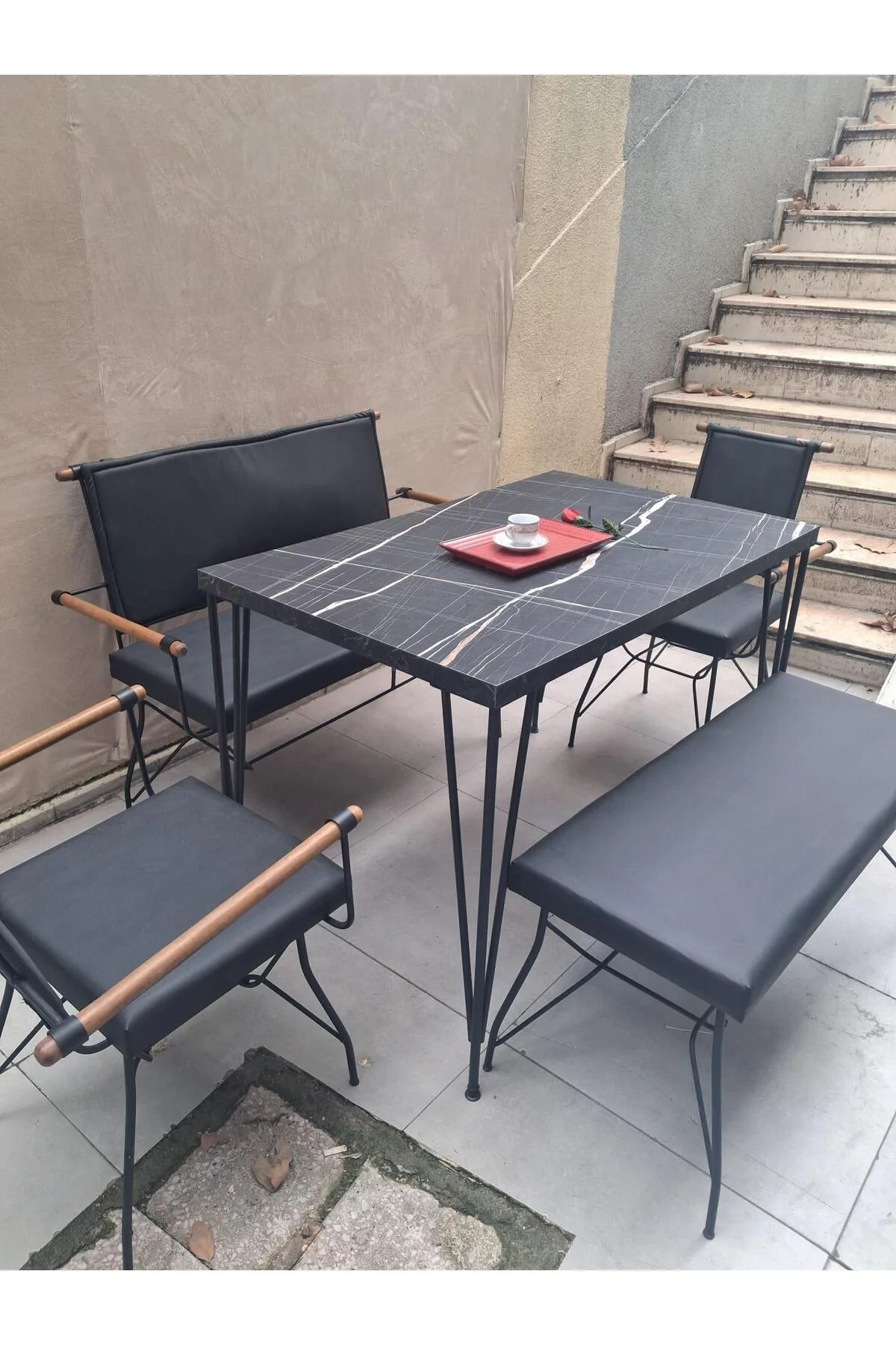 Masa Sandalye Tk 90605 PENYEZ Takım Model Metal Siyah Suni Deri Balkon-Bahçe Masa Sandalye Tk 90605 PENYEZ Takım Model Metal Siyah Suni Deri Balkon-Bahçe - Görsel 8