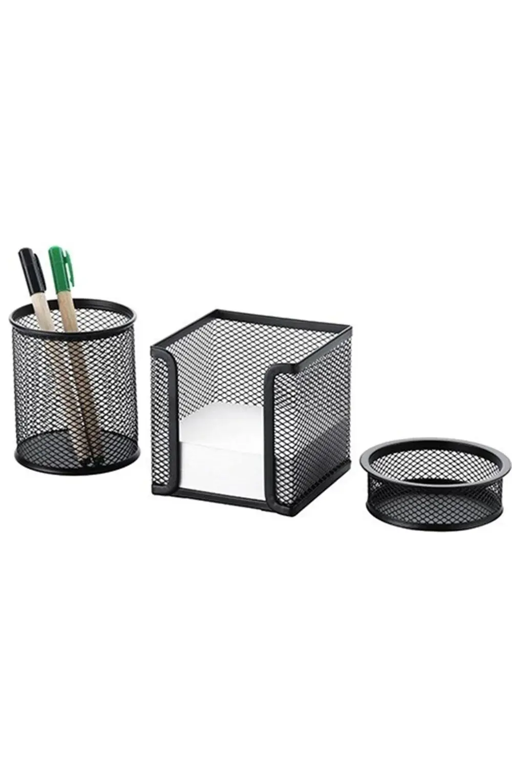 Masa Seti Kalemlik Ataşlık Kağıtlık Seti Perforeli Siyah 8915